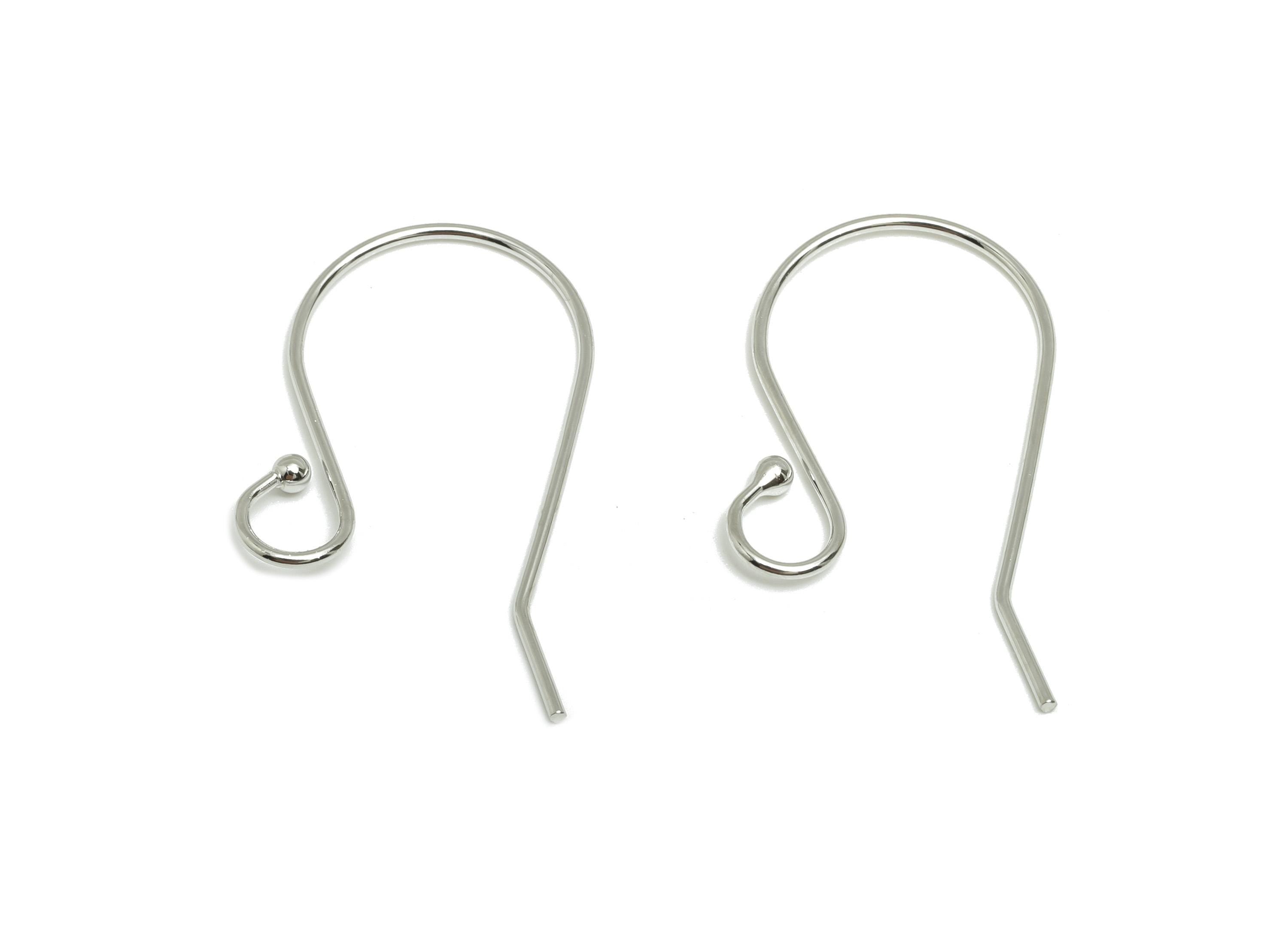 Brass Wire Hook - Metal Ear Wire Hook for Jewelry Making - Brass Hook Earwire for Earring - 18k Real White Gold Plated - 29x15x2mm -RGP10222 - DOMEDBAZAAR