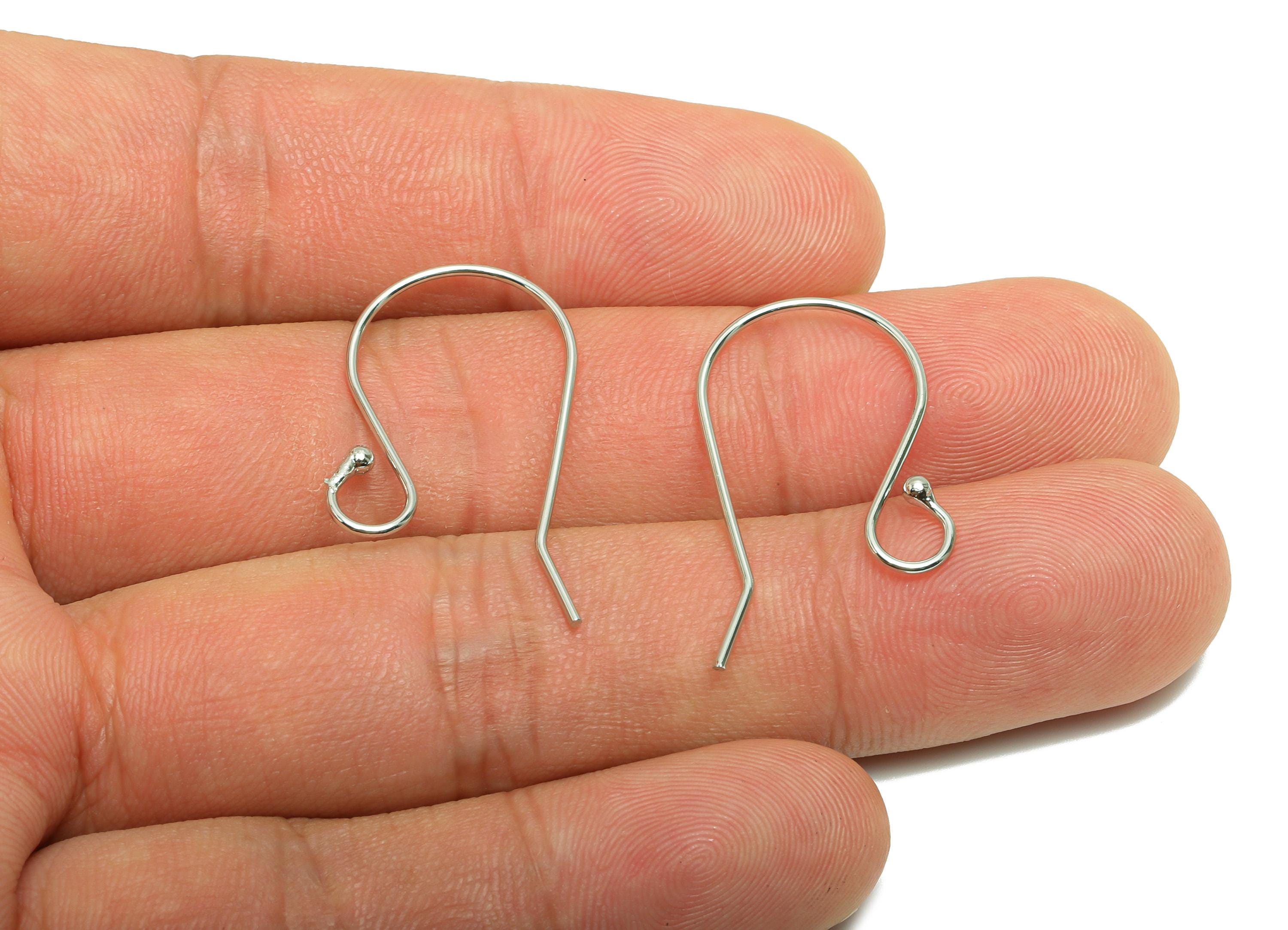 Brass Wire Hook - Metal Ear Wire Hook for Jewelry Making - Brass Hook Earwire for Earring - 18k Real White Gold Plated - 29x15x2mm -RGP10222 - DOMEDBAZAAR