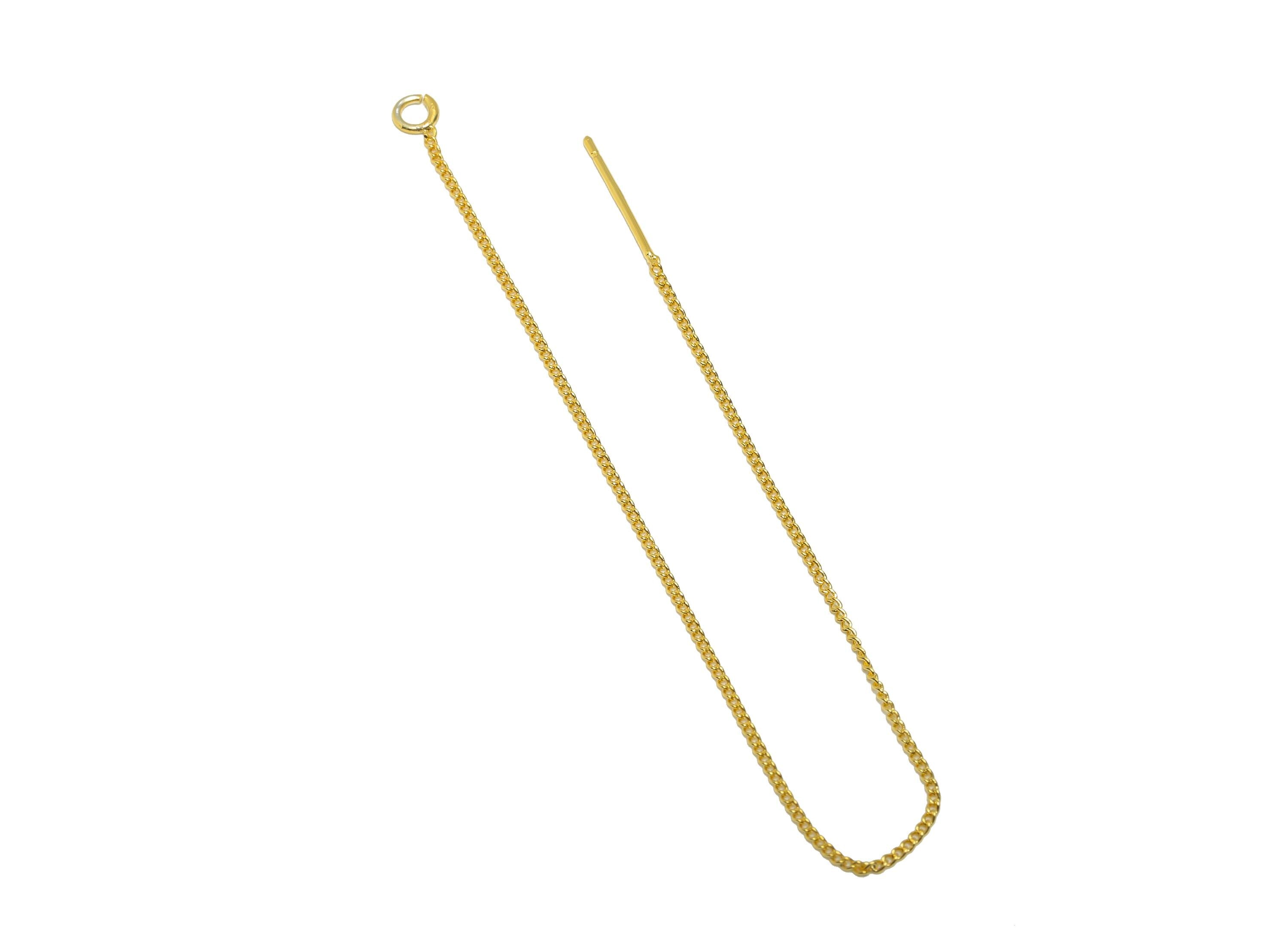 Brass Ear Threader Chain with Loop - 14.5cm Tassel Chain Jewelry Earline - Gold Daily Wear Earring - 18K Real Gold Plating -145x1mm -RGP8894 - DOMEDBAZAAR