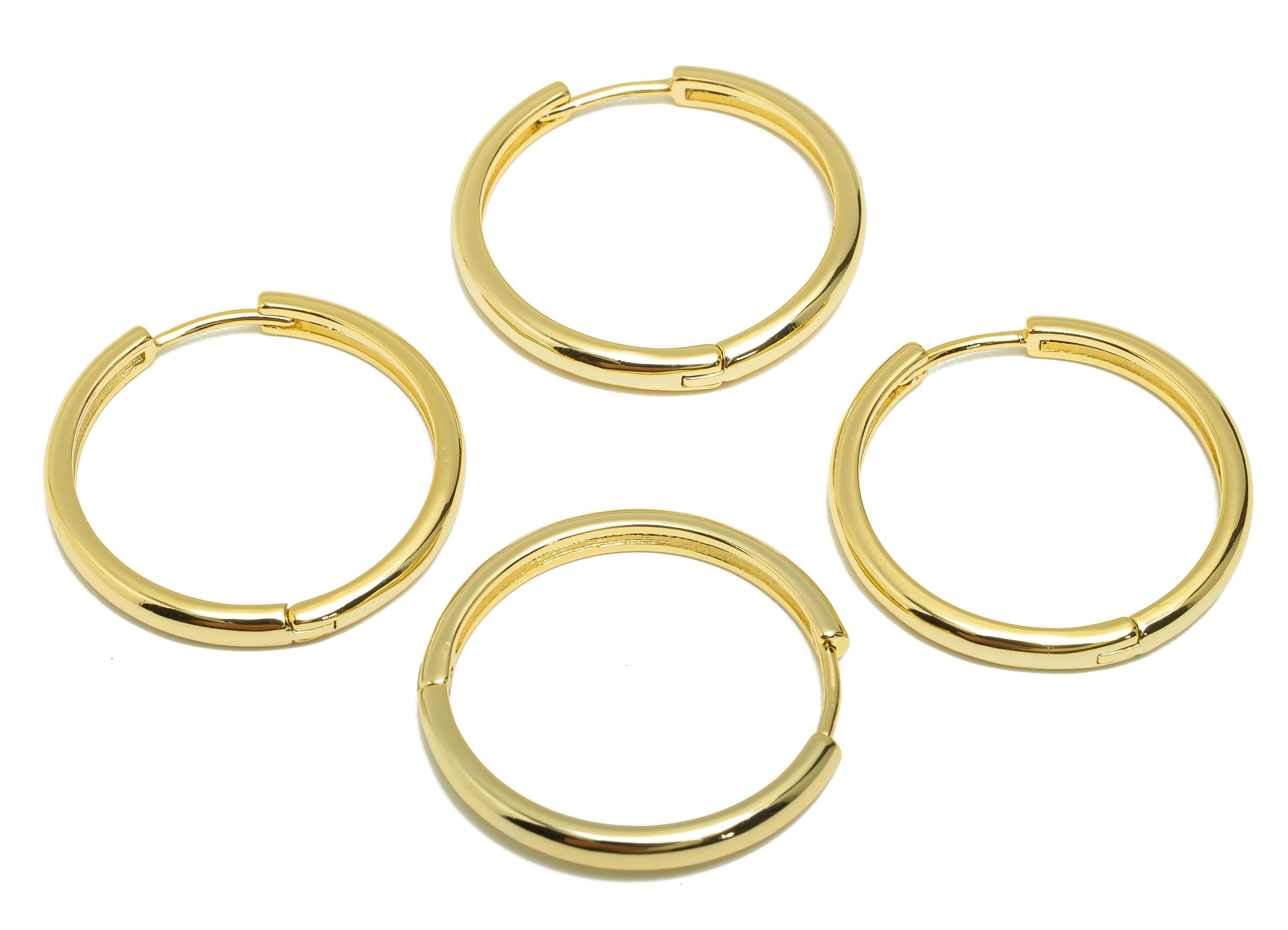 Brass Circle Hoop Earring - Gold Huggie Earring for Girl&#39;s - Huge Daily Wear Hoop Earring - 18K Real Gold Plated - 26.4x26.2x2.9mm - RGP8906 - DOMEDBAZAAR