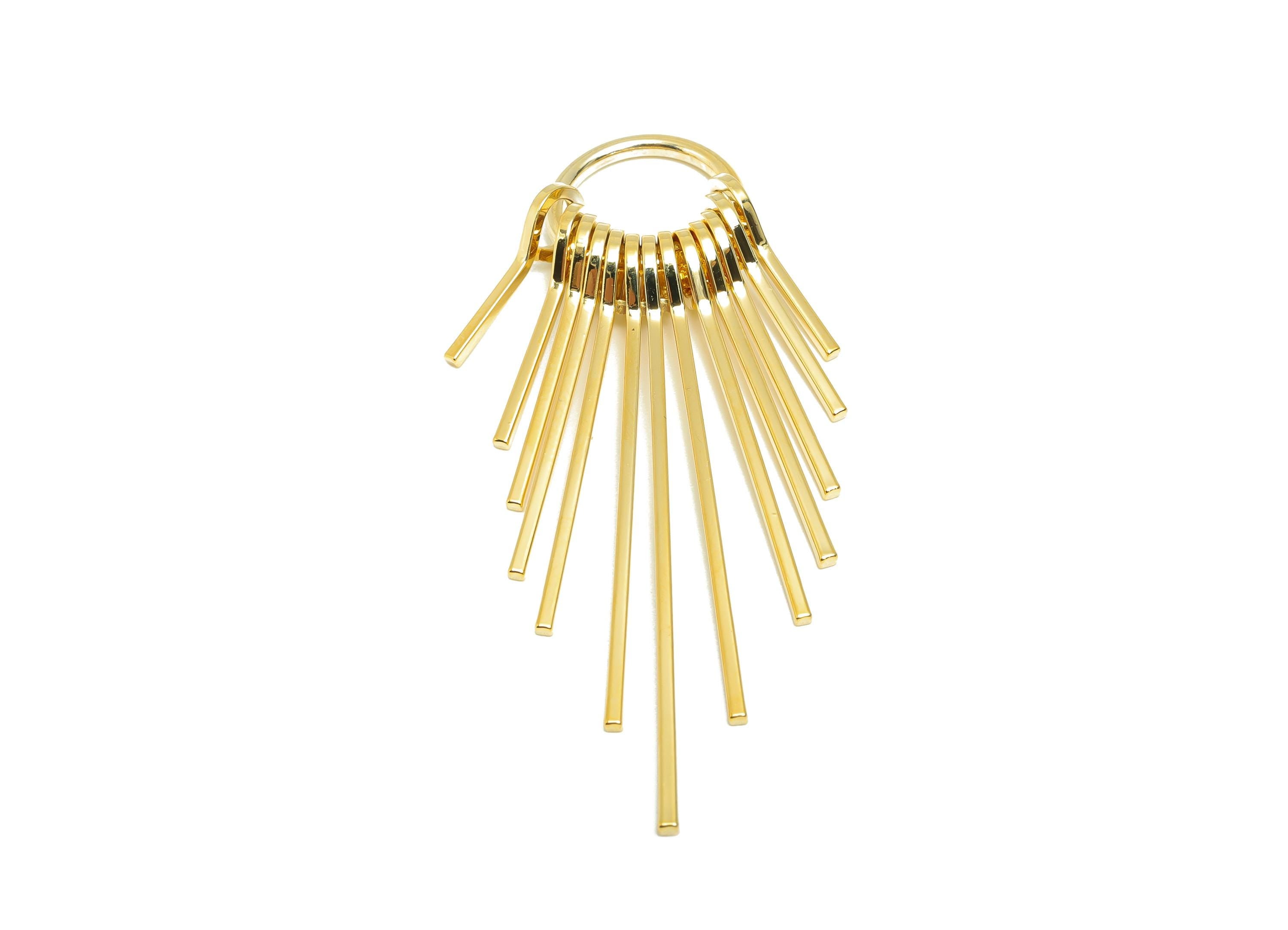 Brass Circle Fringe Charm - Gold Hoop Fringe Dangle Charm - Cascading Pendant for Necklace - 18K Real Gold Plating -58.2x14.3x5.6mm- RGP8922 - DOMEDBAZAAR
