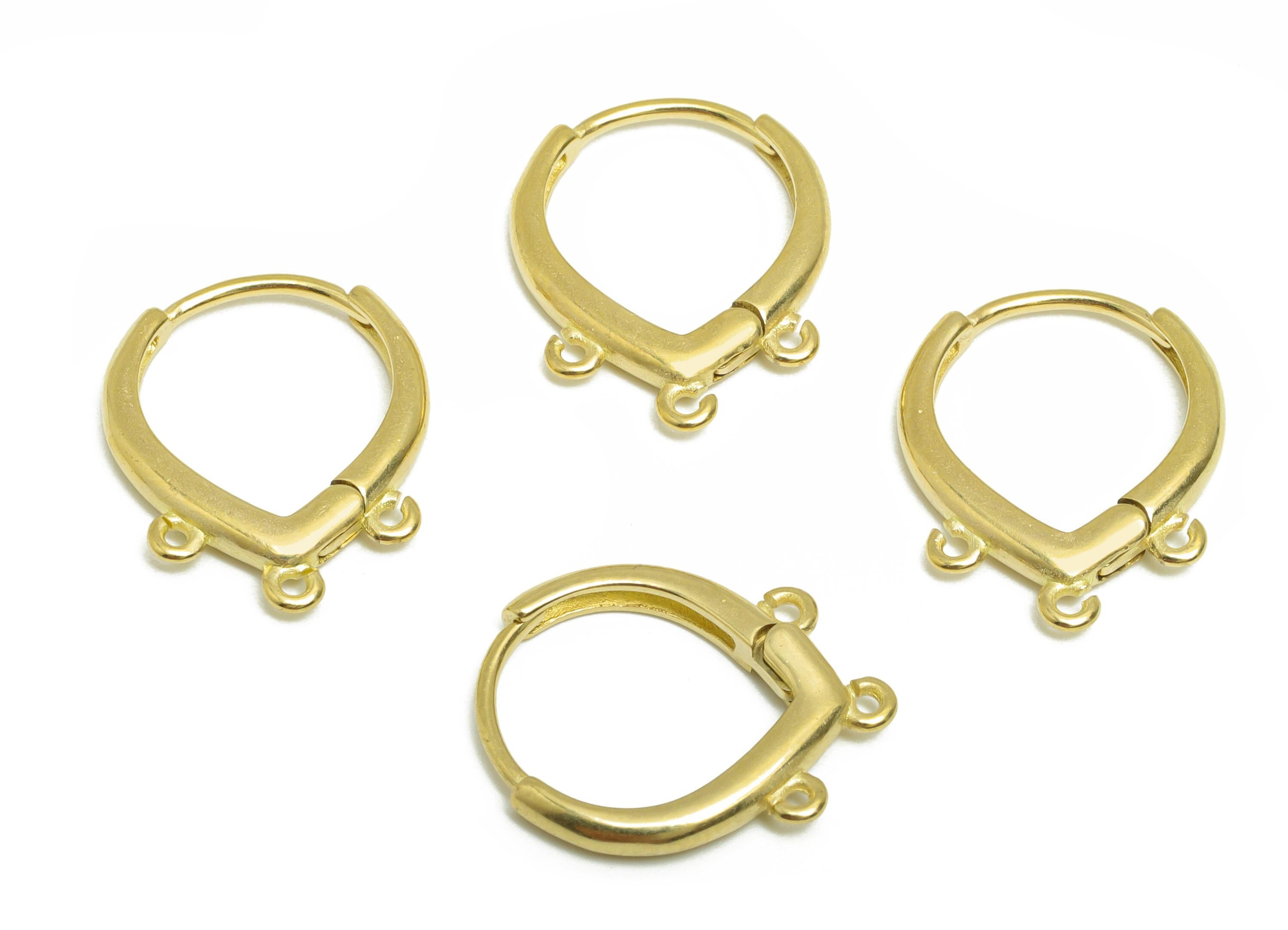 Brass Drop Hoop Earring - Raw Brass Teardrop Huggie Earring  - Minimalist Ring With Triple Loop Accents - Geometry Hoop - 17x13x2mm -PP10943 - DOMEDBAZAAR