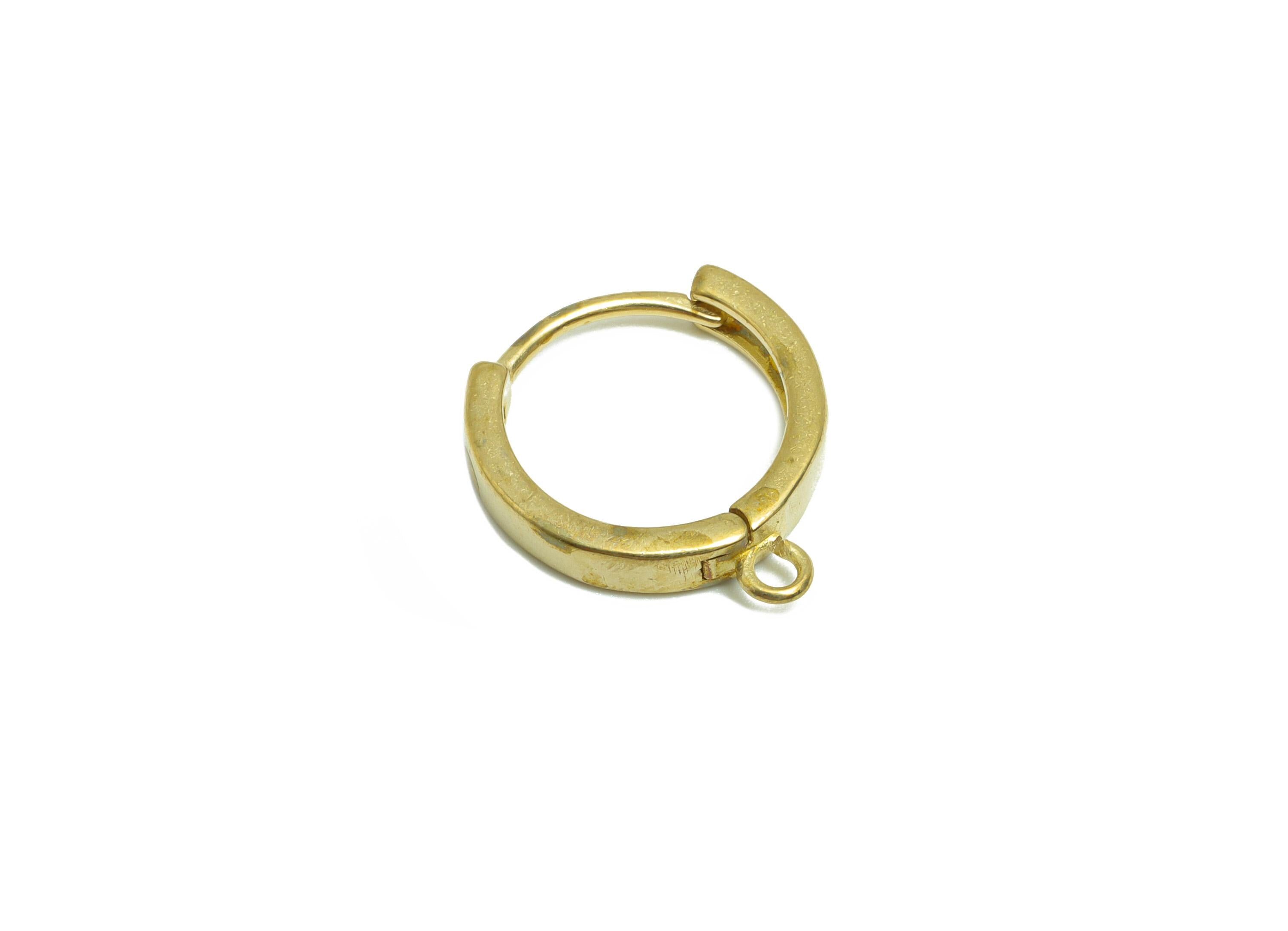 Simple Gold Hoop Earring - Raw Brass Huggie Earring  - Minimalist Ring With Single Loop - Gold Hoops  Dangle Attachment - 17x15x3mm -PP10938 - DOMEDBAZAAR