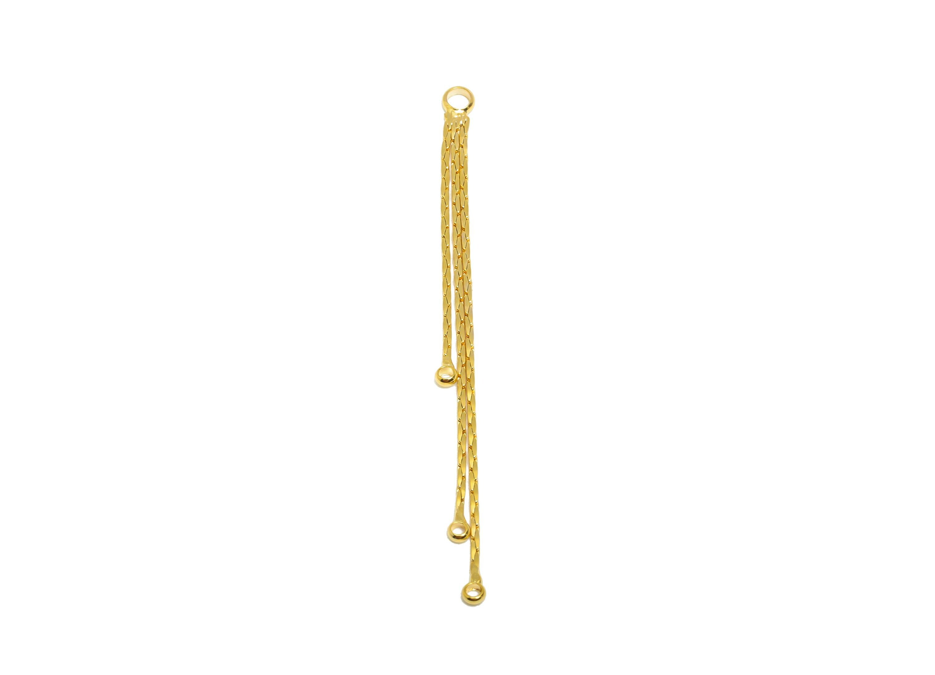 Brass Dangle Tassel Charm - Brass Minimalist Gold Chain Connector With Loop - Delicate Accessory - 18K Real Gold Plated - 50x2x1mm -RGP10233