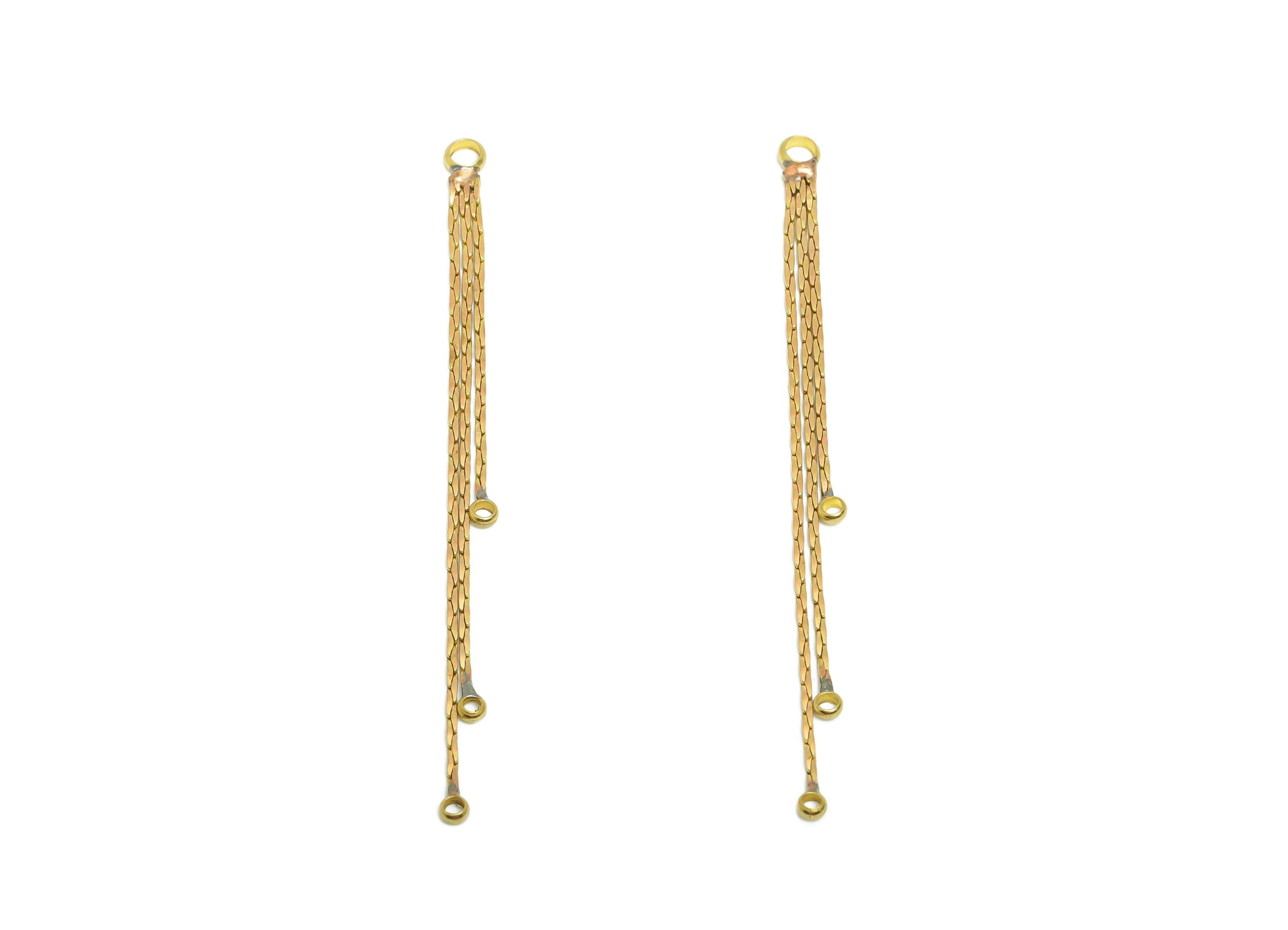 Brass Dangle Tassel Charm - Raw Brass Minimalist Chain Connector With Loop - Delicate Accessory - Minimalist Charm - 50x2x1mm - PP10941 - DOMEDBAZAAR