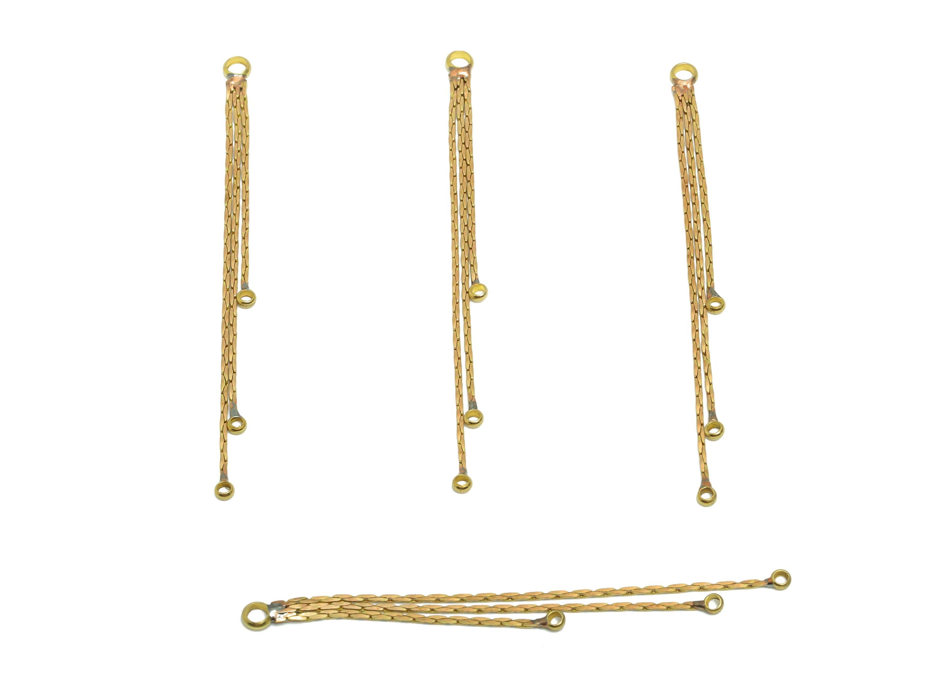 Brass Dangle Tassel Charm - Raw Brass Minimalist Chain Connector With Loop - Delicate Accessory - Minimalist Charm - 50x2x1mm - PP10941 - DOMEDBAZAAR