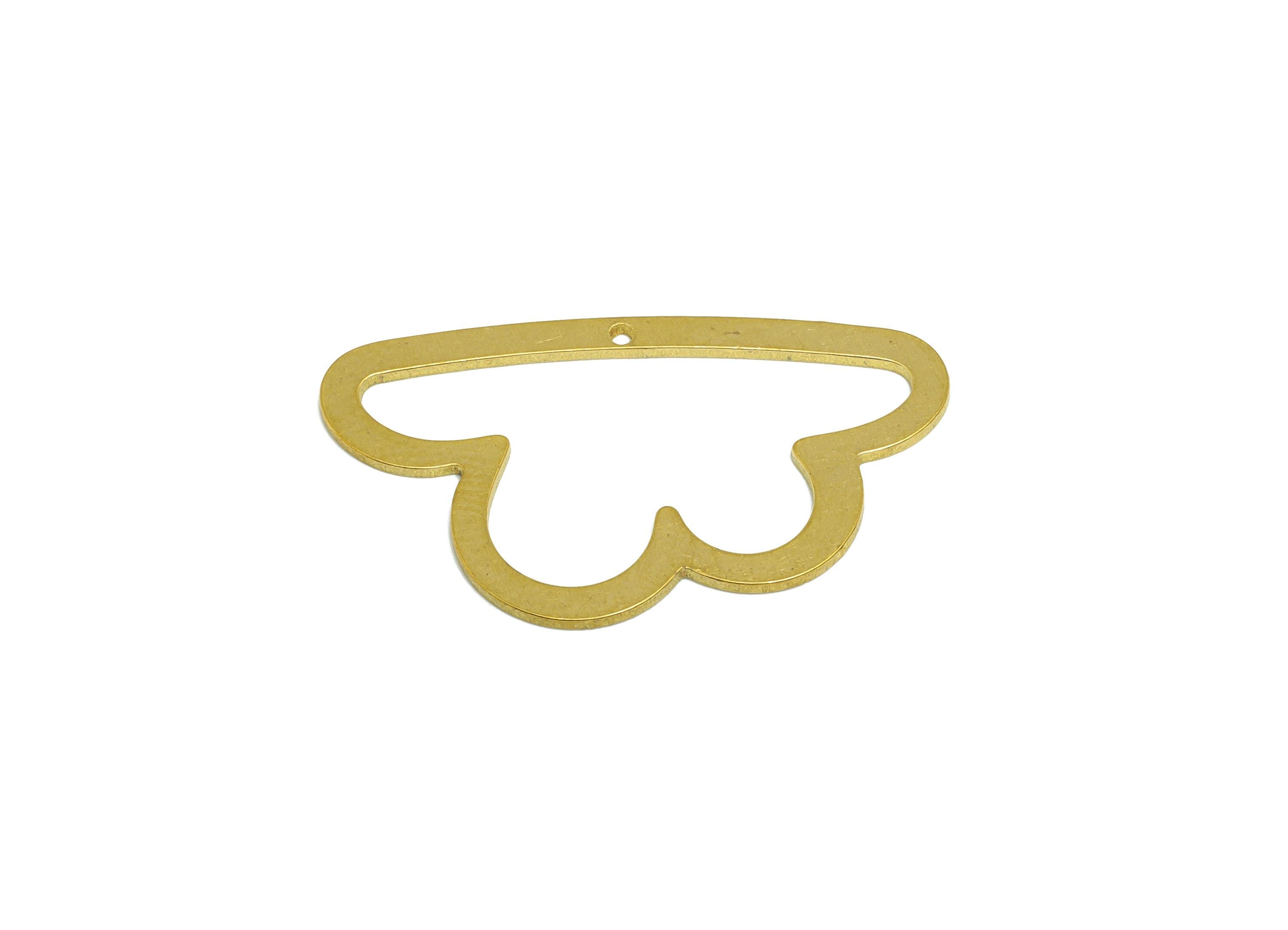 Brass Cloud Charm - Brass Cloud Outline Pendant - Brass Minimalist Butterfly Wing - Butterfly Shaped Charm - 30.37x17.3x0.8mm - PP10962 - DOMEDBAZAAR