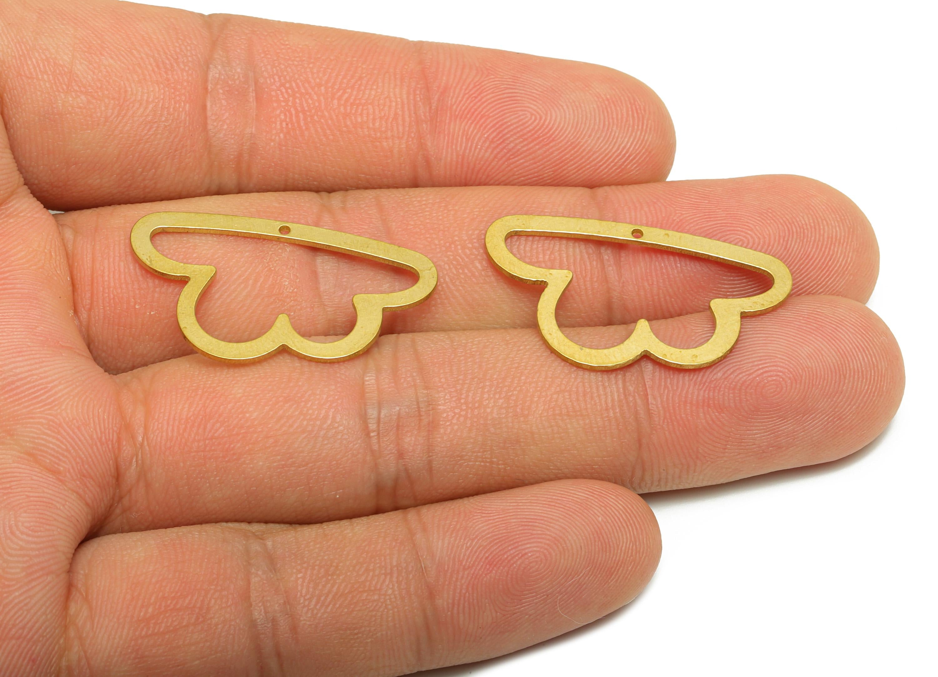 Brass Cloud Charm - Brass Cloud Outline Pendant - Brass Minimalist Butterfly Wing - Butterfly Shaped Charm - 30.37x17.3x0.8mm - PP10962 - DOMEDBAZAAR