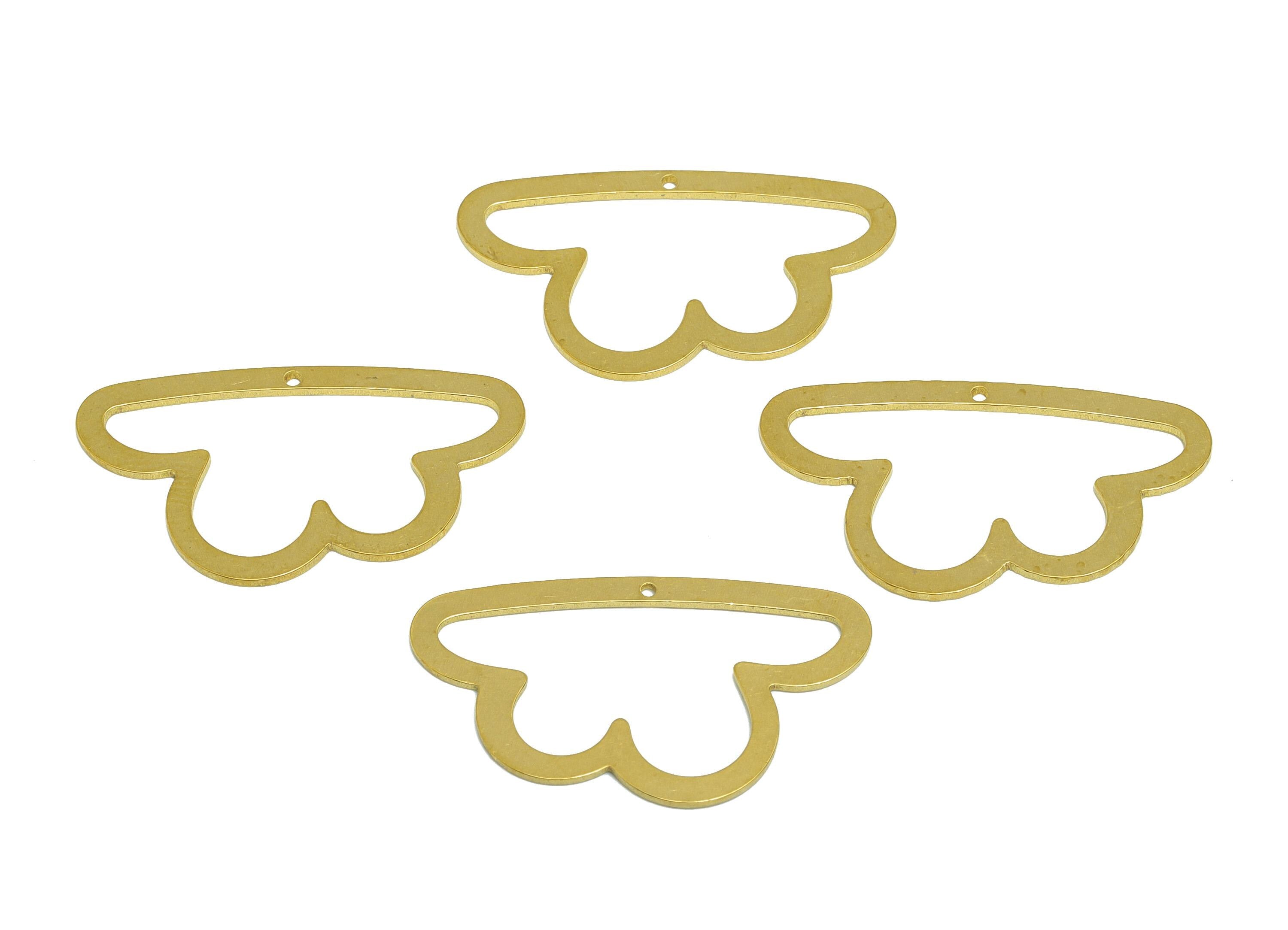 Brass Cloud Charm - Brass Cloud Outline Pendant - Brass Minimalist Butterfly Wing - Butterfly Shaped Charm - 30.37x17.3x0.8mm - PP10962 - DOMEDBAZAAR