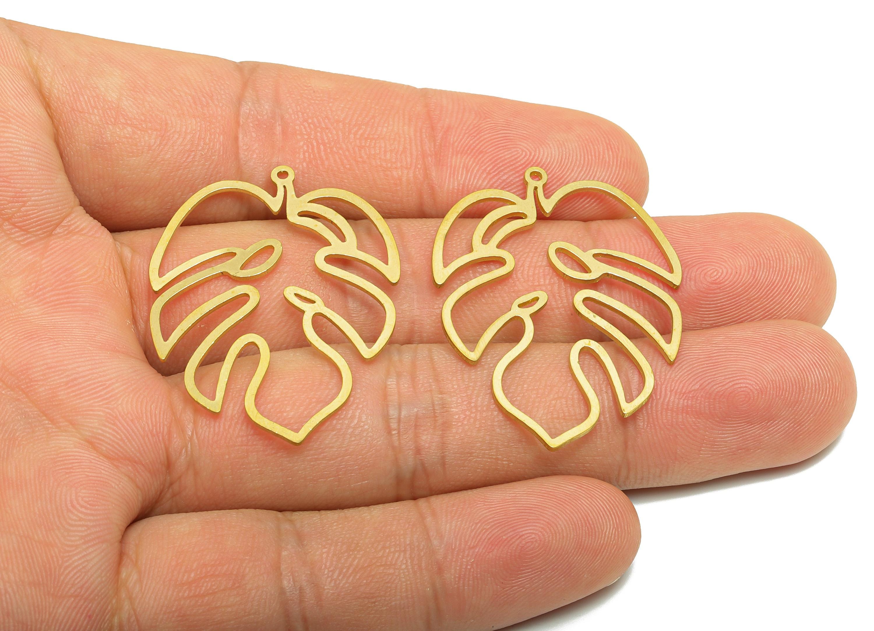 Brass Monstera Charm - Raw Brass Monstera Leaf Pendant - Brass Plant-Themed Charm - Nature-Inspired Pendant - 31.63x28.57x0.8mm - PP10961 - DOMEDBAZAAR