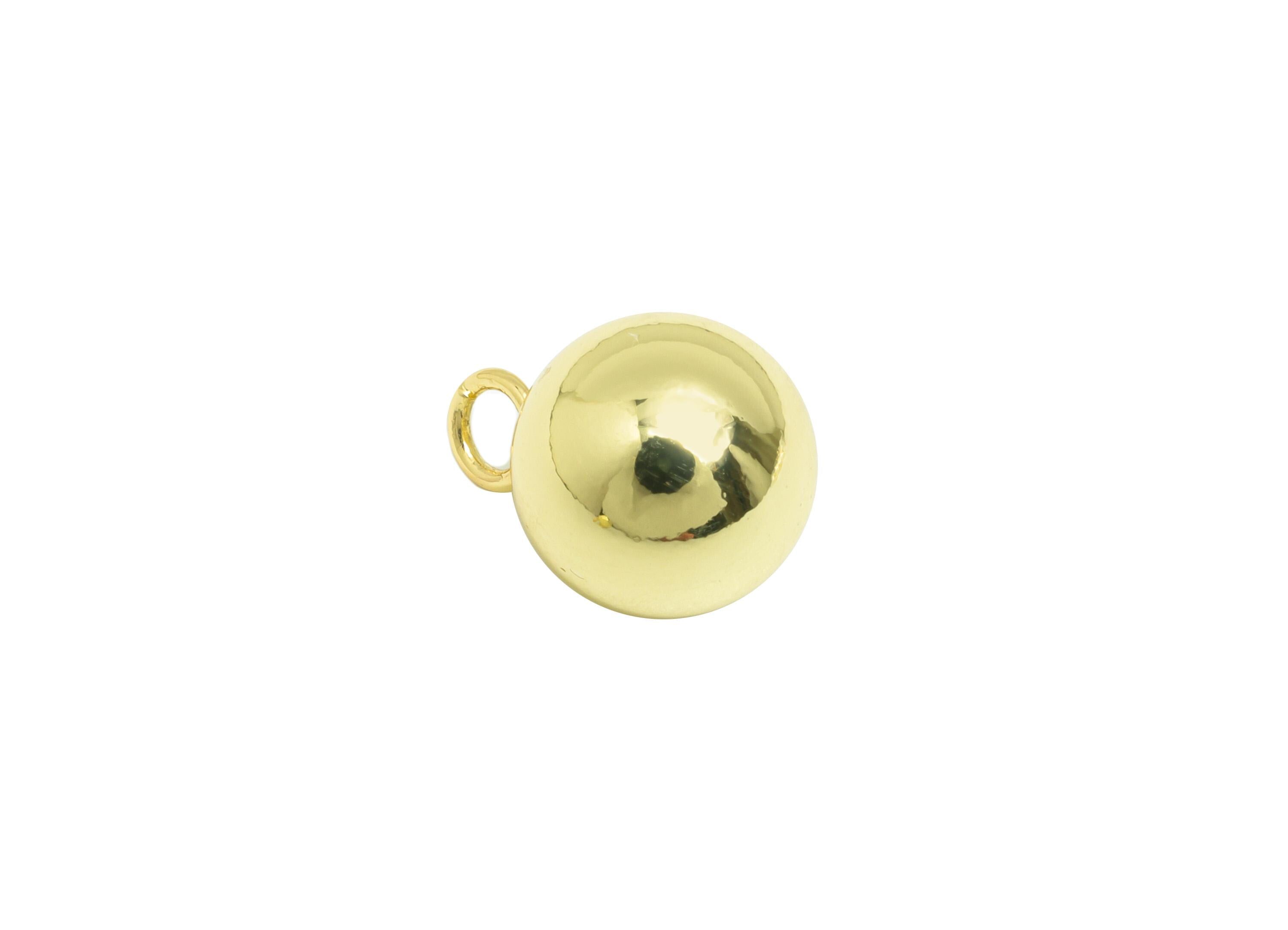 10mm Gold Spherical Charm with Loop - Brass Bead Earring Charm - Polished Gold Bead Charm - 18K Real Gold Plating - 13x10x10mm - RGP10225 - DOMEDBAZAAR