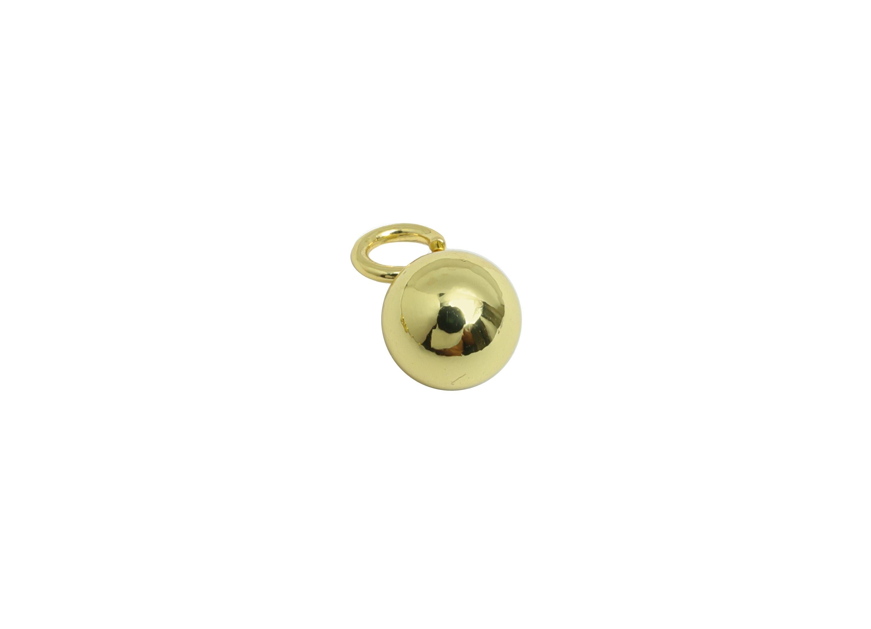 6mm Gold Spherical Charm with Loop - Brass Spherical Pendant - Shiny Polished Gold Bead Charm - 18K Real Gold Plating - 10x6x6mm - RGP10227 - DOMEDBAZAAR