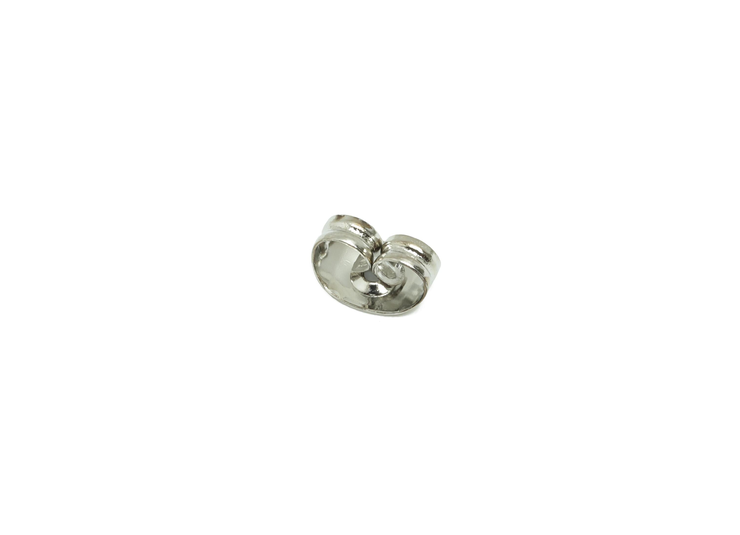 Brass Stud Earring Back Stopper - Earring Post Nuts Stopper - Earring Wire Backs  - 18K Real White Gold Plating - 6x4x0.26mm -RGP10256 - DOMEDBAZAAR