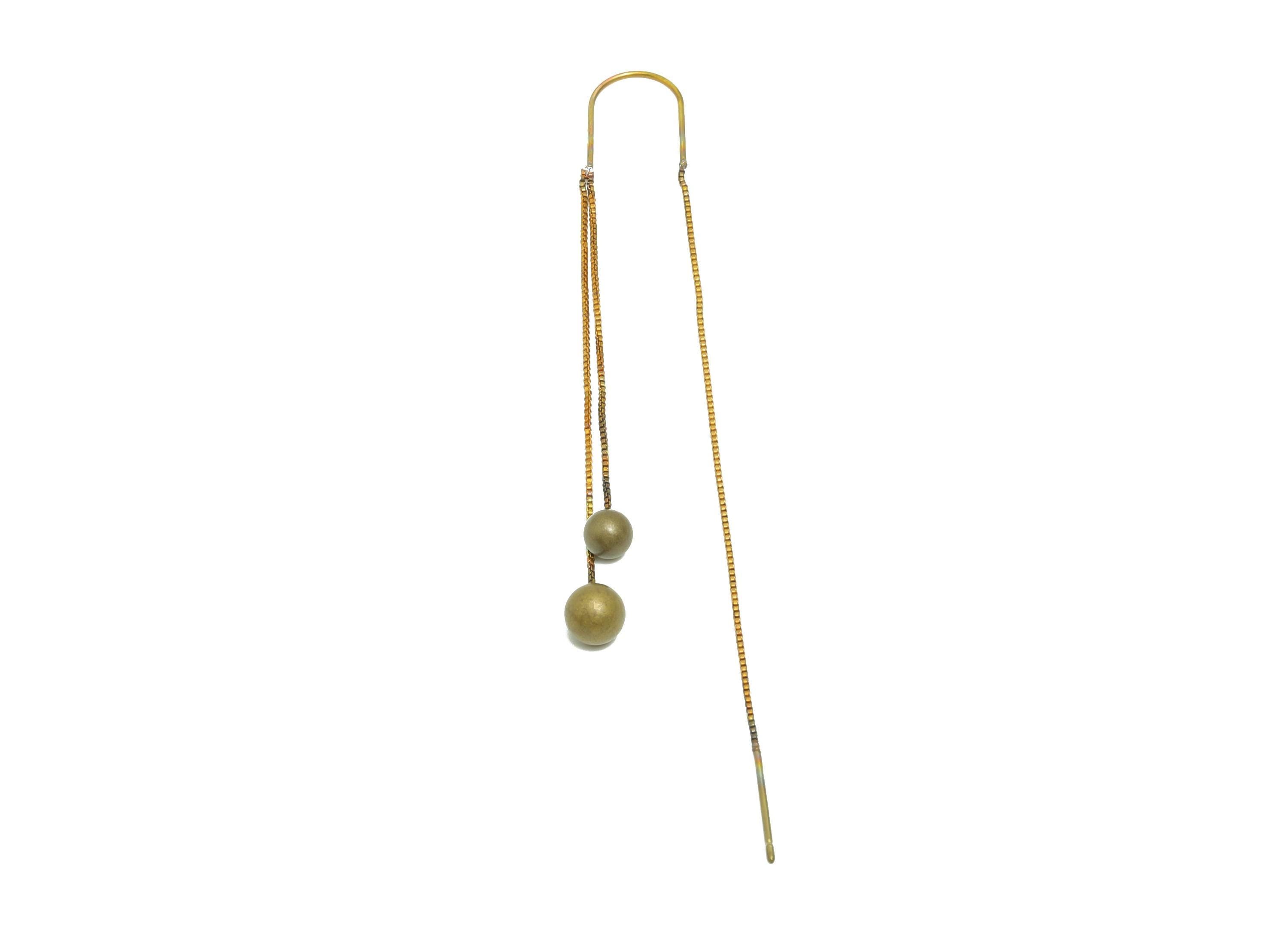 Brass Tassel Ear Wire - Raw Brass Chain Threader Earrings With Beads  - Beaded Drop Earring  - Simple Hook Earring - 90x10x5mm - PP10949 - DOMEDBAZAAR