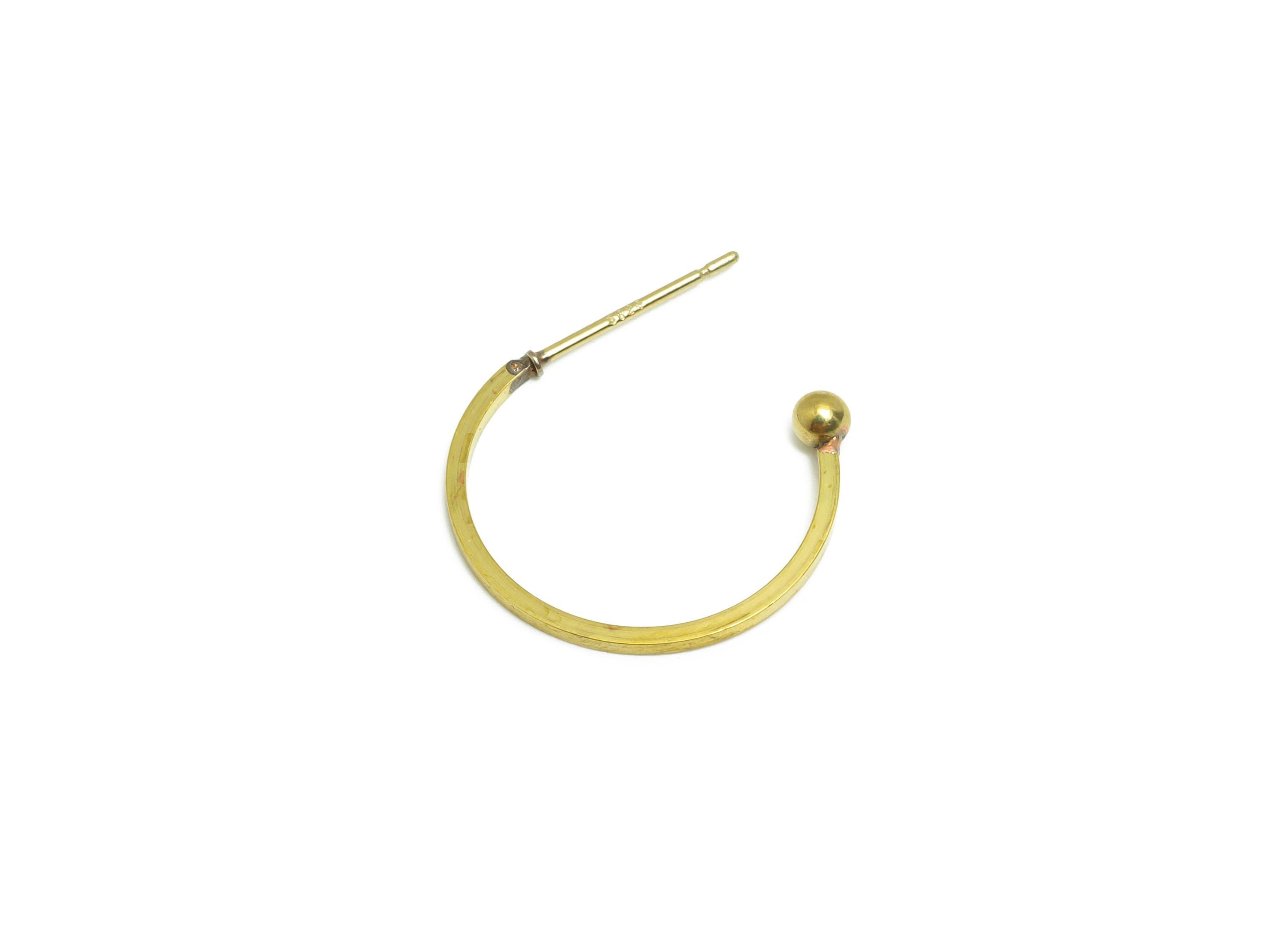 Brass Hoop Earring Bead - Raw Brass Hoop With Bead Earring Post - Brass Simple Gold Hoop - Minimalist Jewelry - 18x15.72x2.84mm - PP10940 - DOMEDBAZAAR