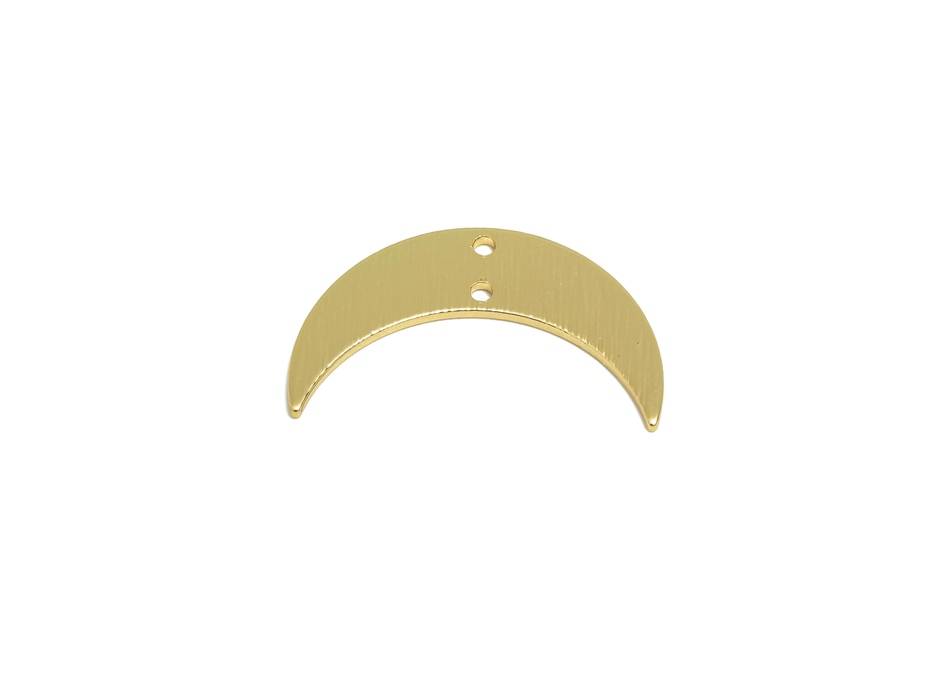 Brass Connector for Ear - Gold Textured Moon Charm for Necklace - Moon Bracelet Connector - 18K Real Gold Plating - 21.5x14.5x0.9mm- RGP8934 - DOMEDBAZAAR