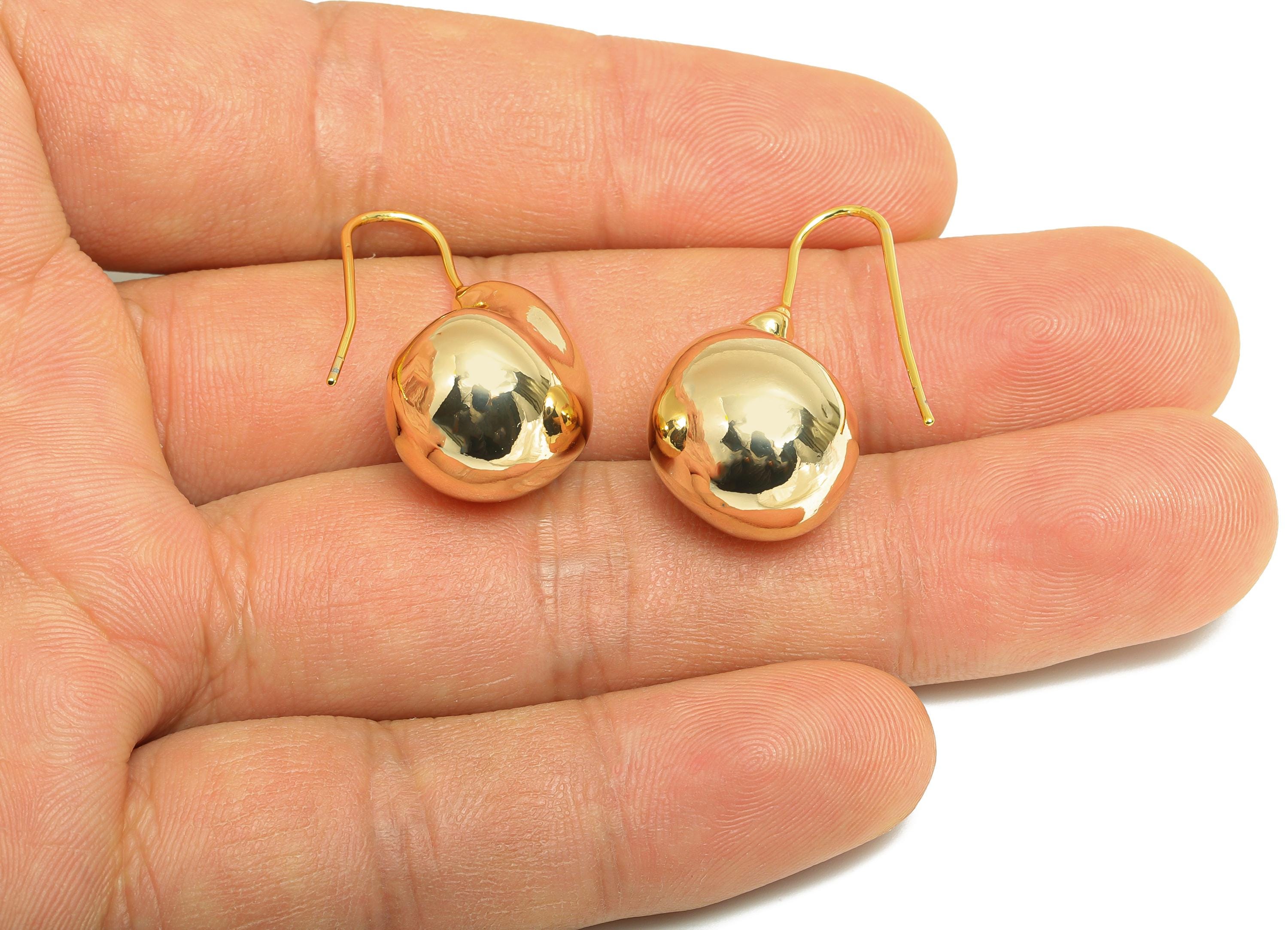 Bold Teardrop Ear Hook - Brass Minimalist Polished Teardrop Hook Wire - Gold Contemporary Earring For Woman - 29.8x14x13mm - RGP10098 - DOMEDBAZAAR