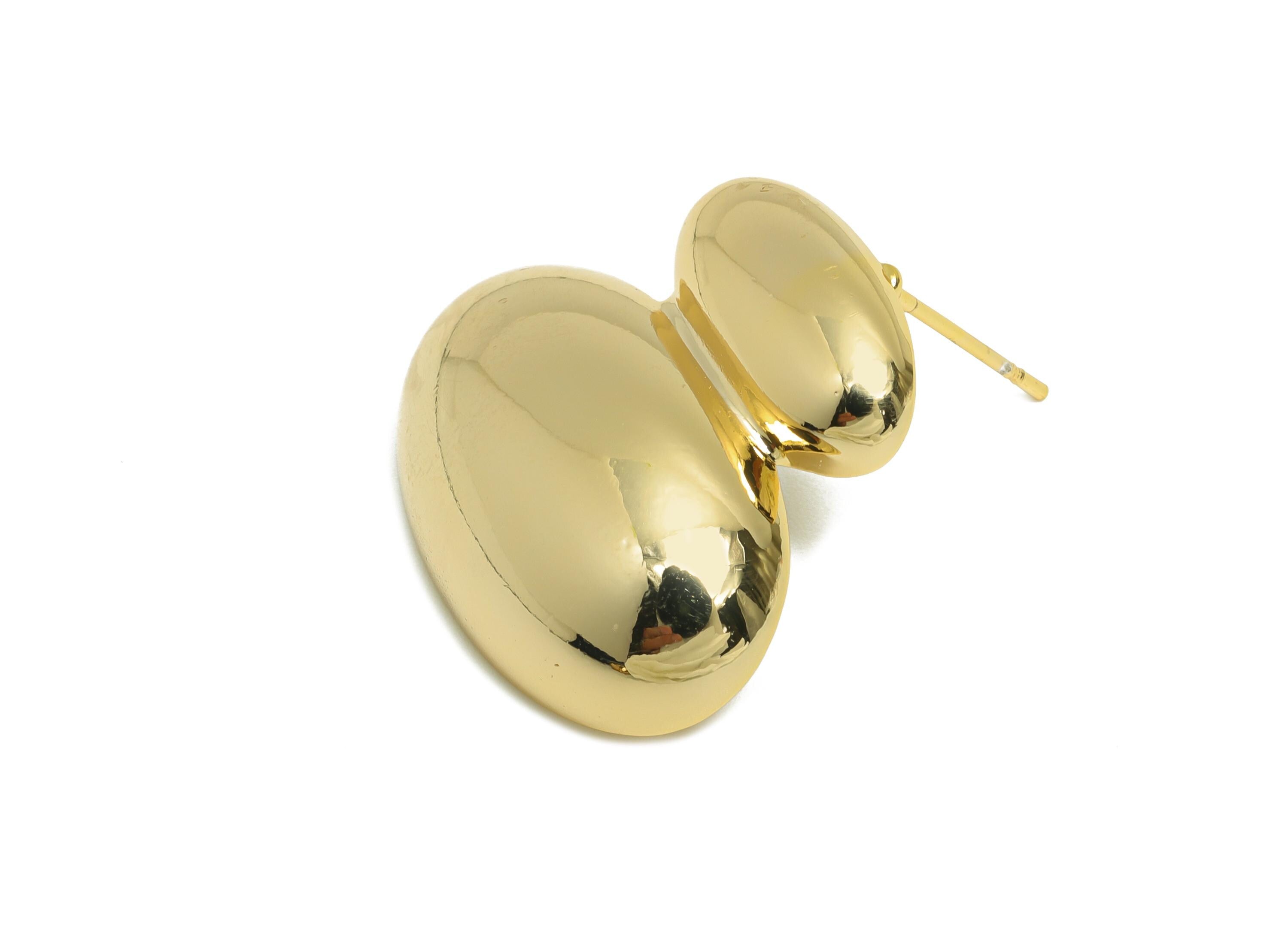 Unique Bubble Stud Earring - Brass Geometry Modern Earring Stud - Contemporary Chic Dome Earring - Gold Tone Plating - 22x23x5mm - RGP10090 - DOMEDBAZAAR