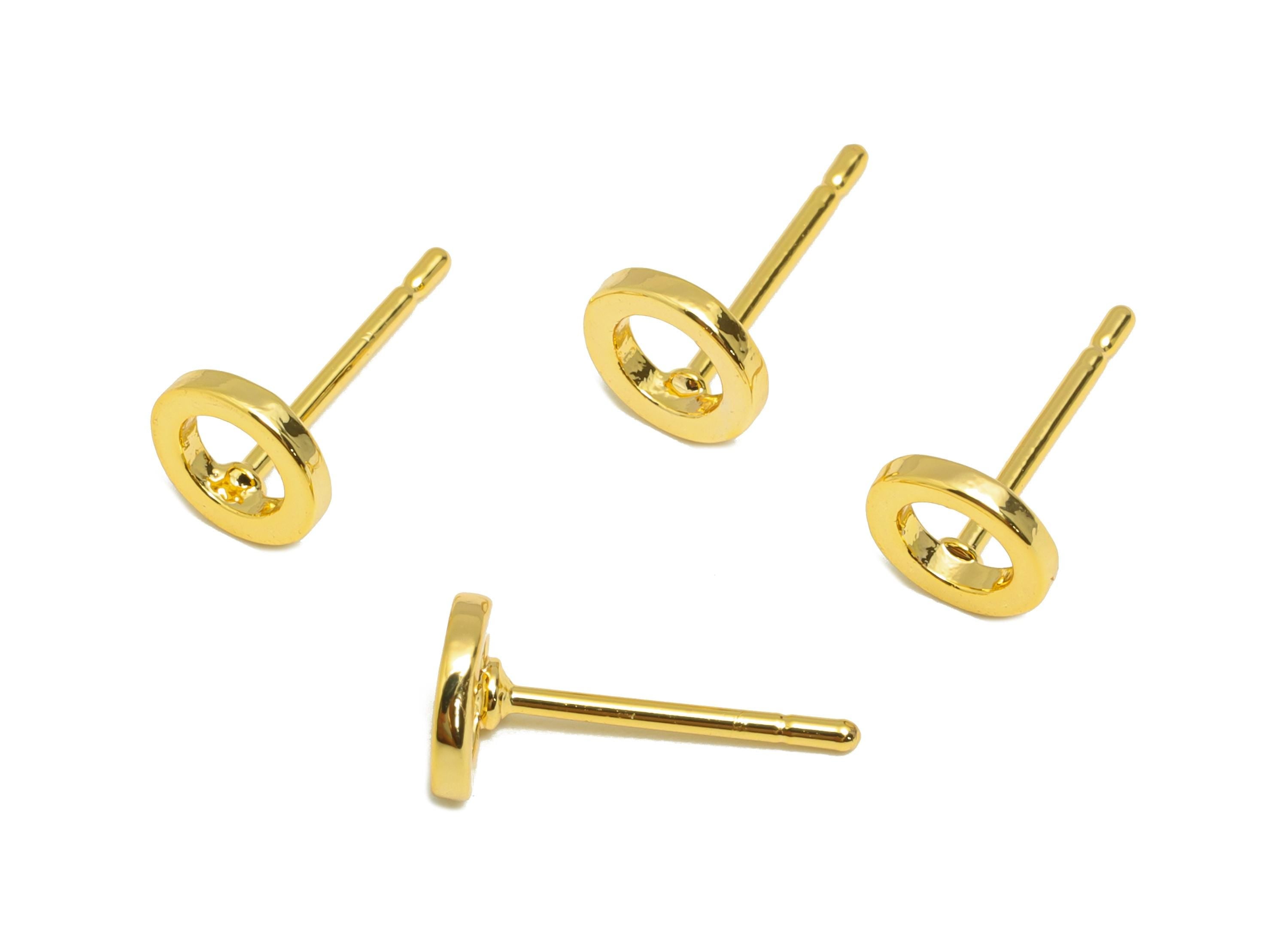 Brass Tiny Circle Earring - Gold Geometric Ear Post for Girls - Round Daily Wear Earring - 18K Real Gold Plating - 6.26x6.26x1.16mm- RGP8948 - DOMEDBAZAAR