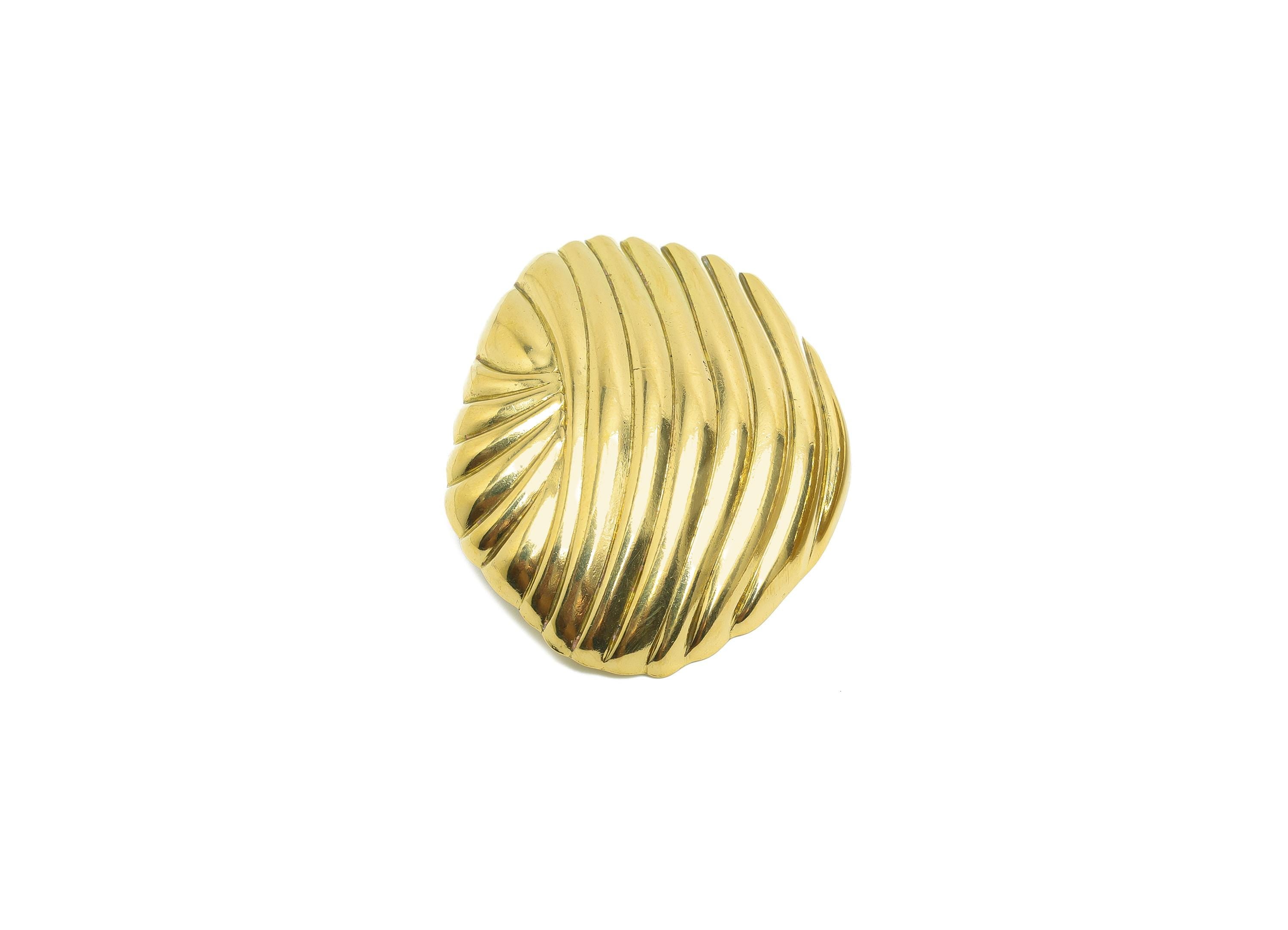 Brass Shell Earring - Raw Brass Textured Bold Shell Earring - Textured Wave Earring - Vintage-Inspired Rippled Stud - 49x41x8mm - PP10804 - DOMEDBAZAAR