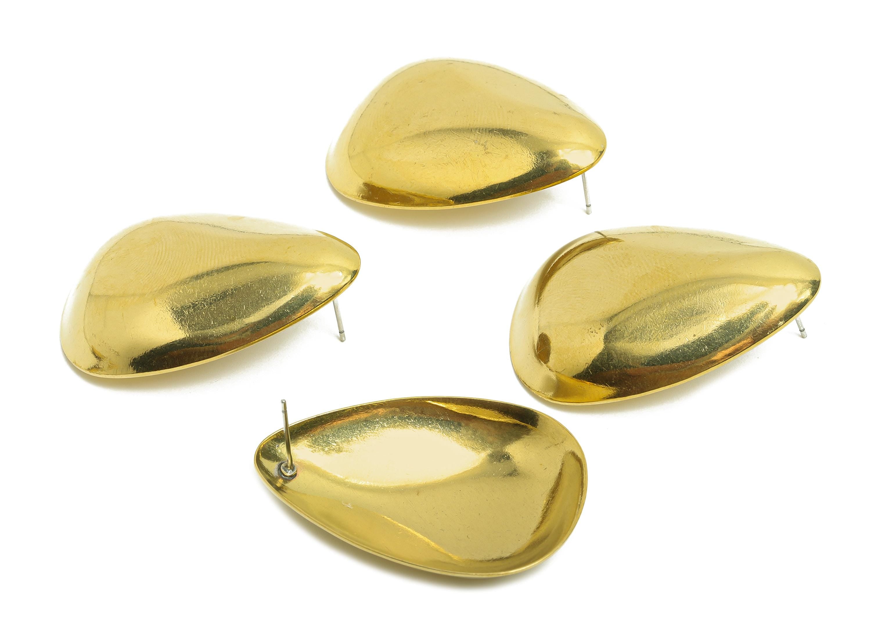 Sleek Teardrop Earring - Raw Brass Minimalist Teardrop Statement Earring - Minimalist Earring - Artistic Jewelry - 41.5x27x6.5mm - PP10794 - DOMEDBAZAAR