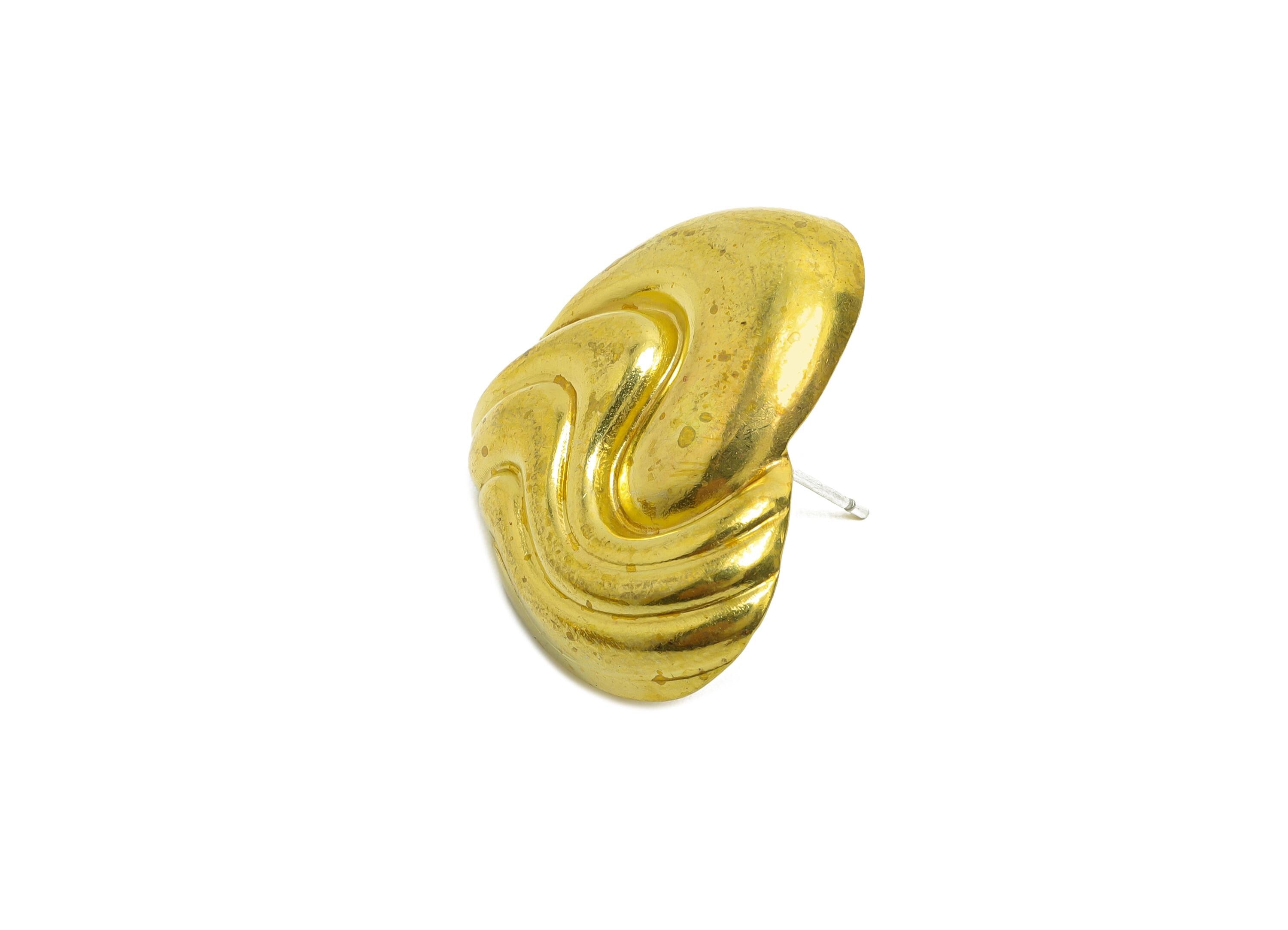 Wavy Heart Stud Earrings - Raw Brass Sculpted Heart Textured Earrings Stud - Elegant Heart Studs - Artistic Jewelry - 27x24x5mm - PP10776 - DOMEDBAZAAR