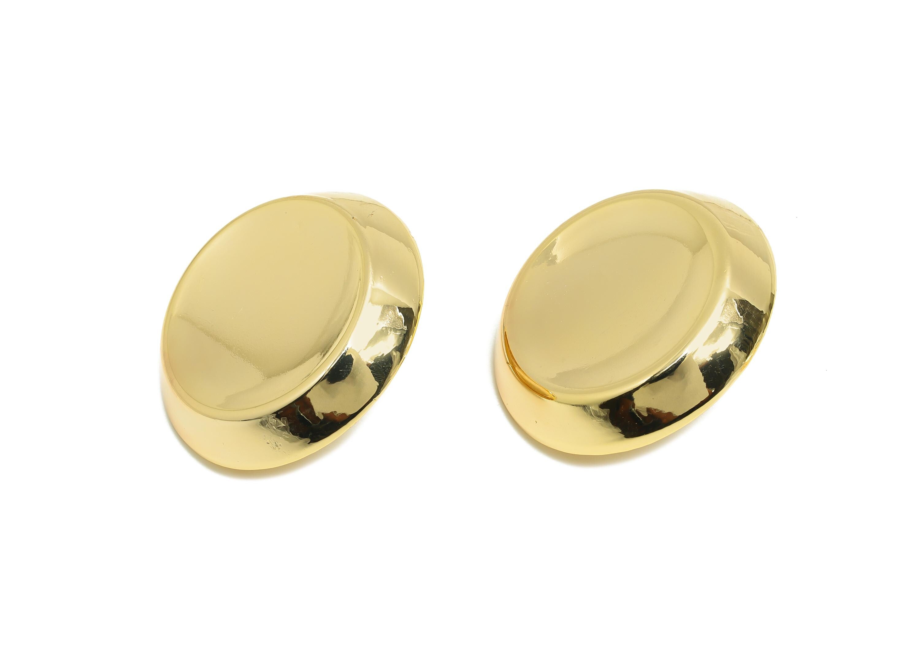 Bold Round Concave Earring - Brass Elegant Concave Stud Earring - Brass Classic Concave Stud Earring - Gold Jewelry - 31x31x5mm - RGP10081 - DOMEDBAZAAR