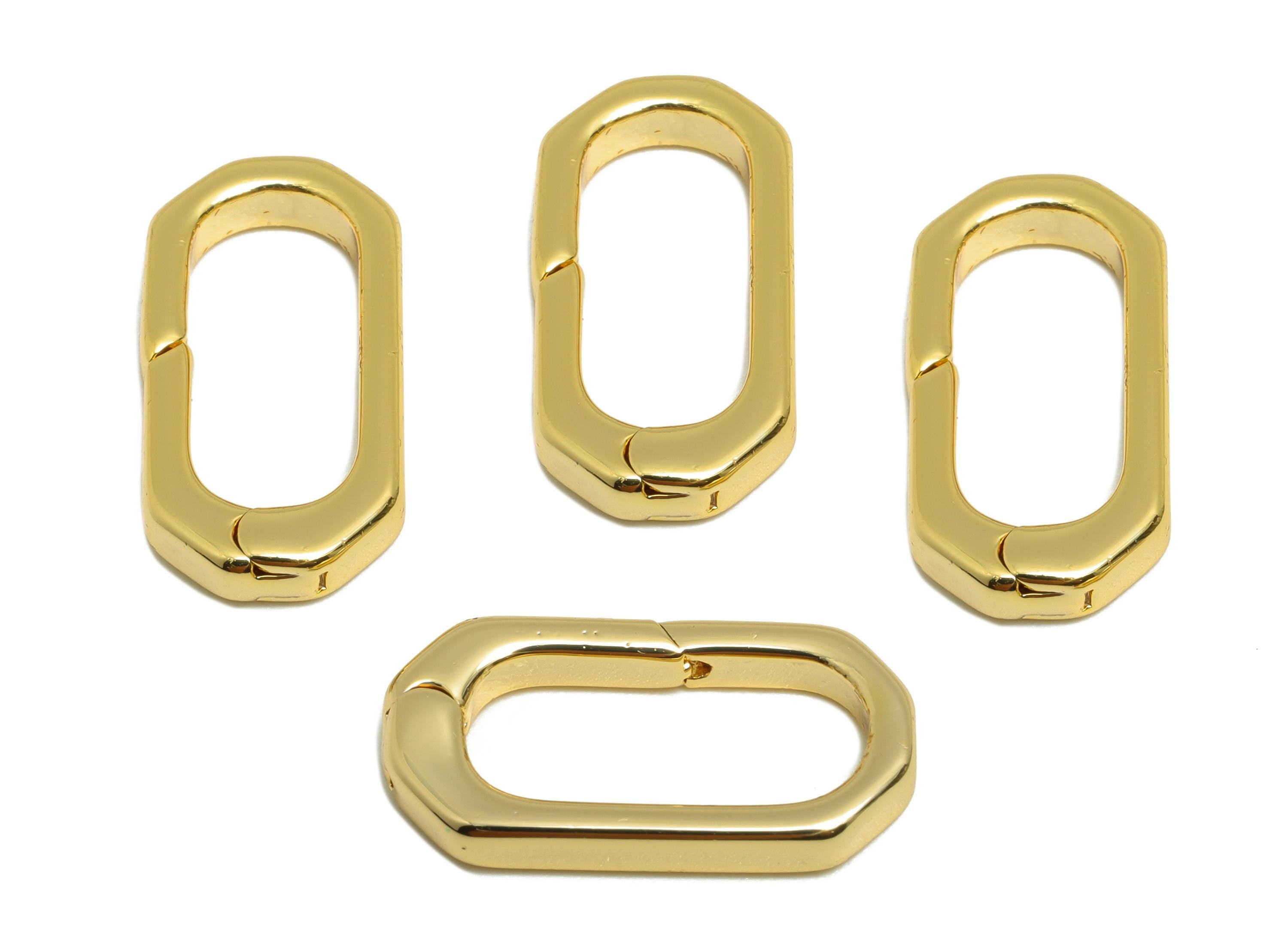 Brass Carabiner Clasp - Gold Connector Clasp - Brass Oval Carabiner Link - Keychain Link Component - Real Gold Plated - 20x10x3mm - RGP10134 - DOMEDBAZAAR