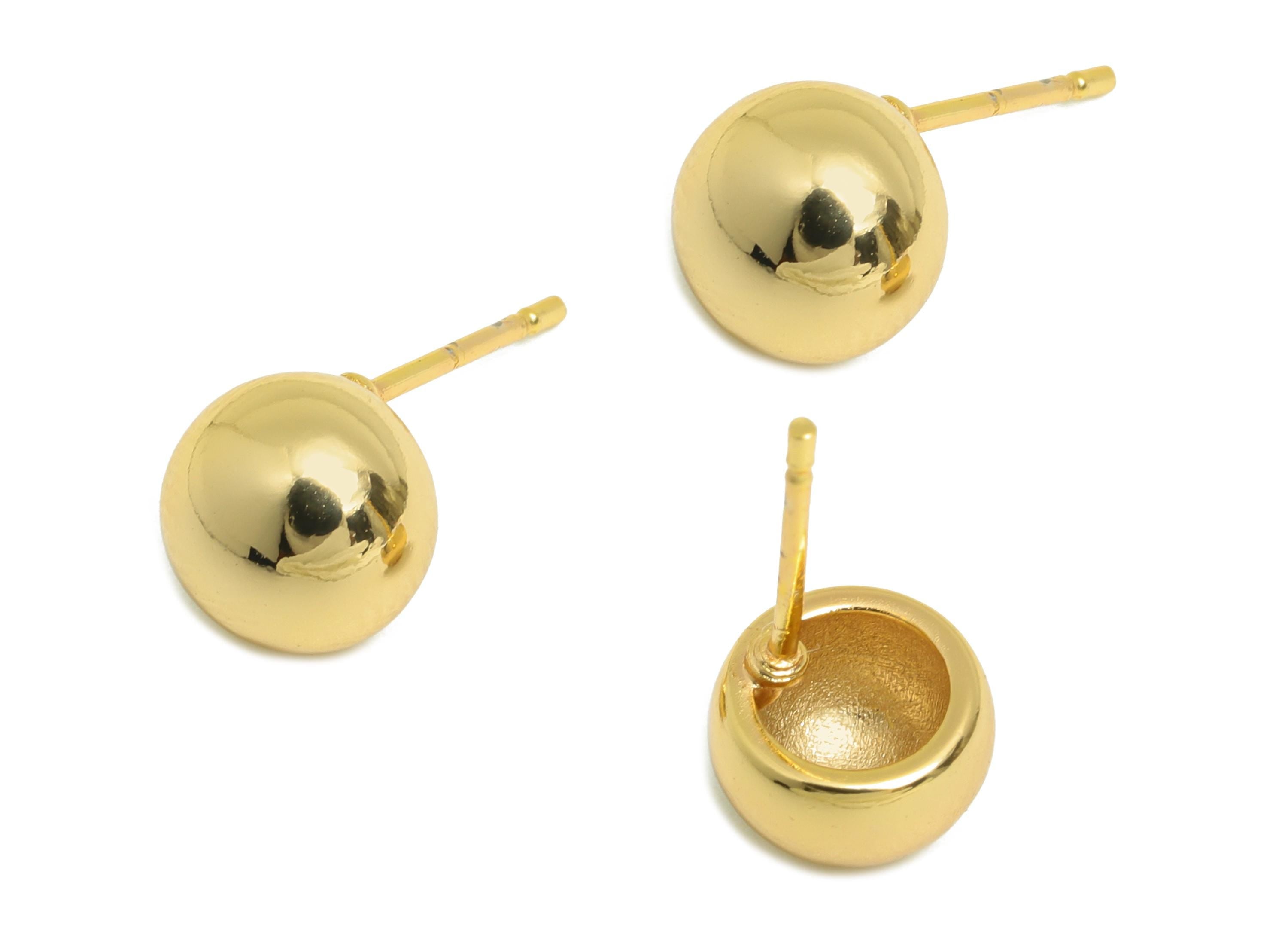 Brass Classic Stud Earring - Brass Minimalist Geometry Earring Post - Everyday Wear Jewelry - Gold Stud Earring - 7.6x7.6x4mm - RGP10120 - DOMEDBAZAAR