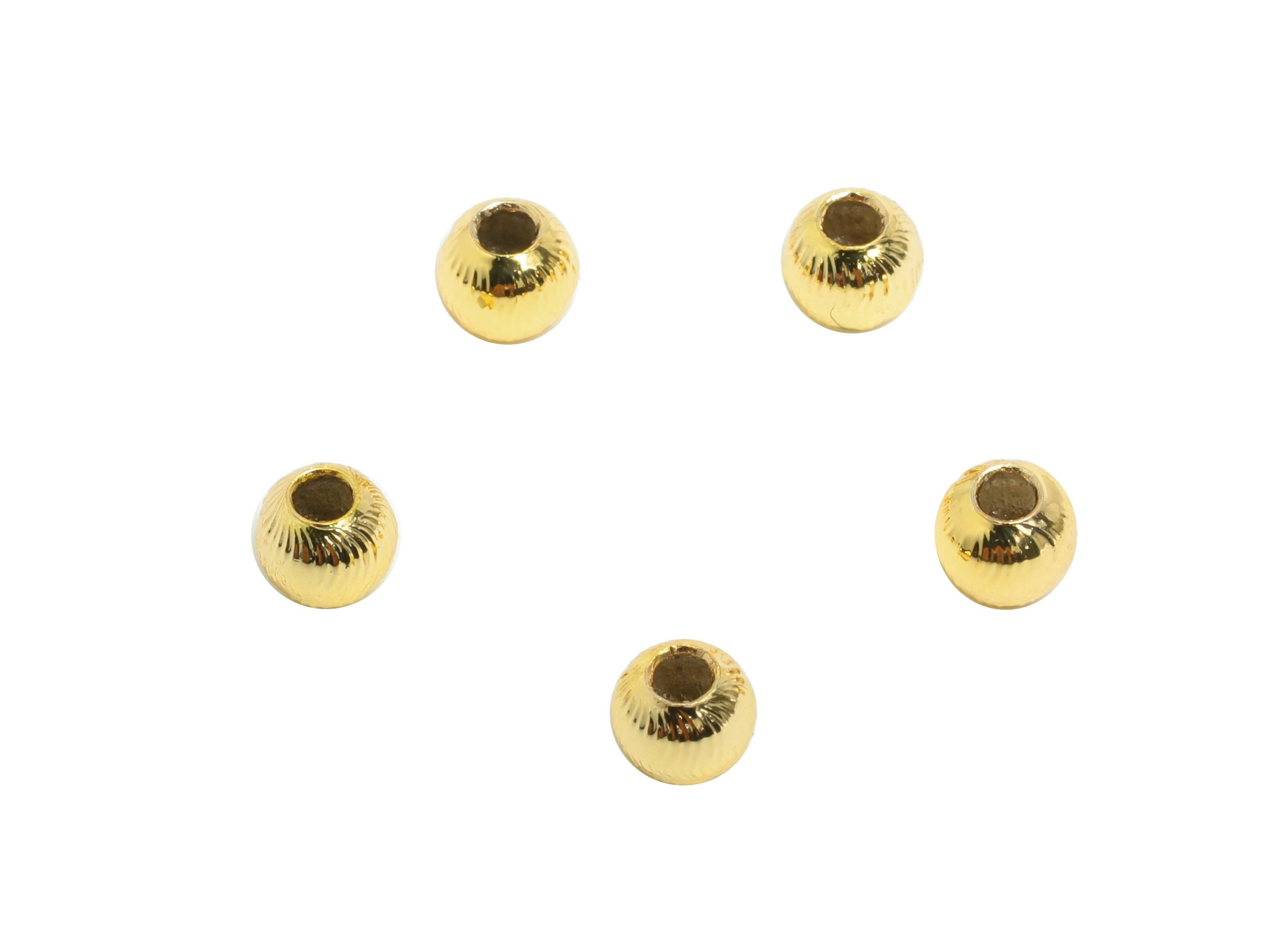 Brass Textured Beads - Brass Metal  Space Beads for Necklace - Brass Hollow Spherical Bead - Gold Textured Ball Bead - 4x3.4x3mm - RGP10137 - DOMEDBAZAAR