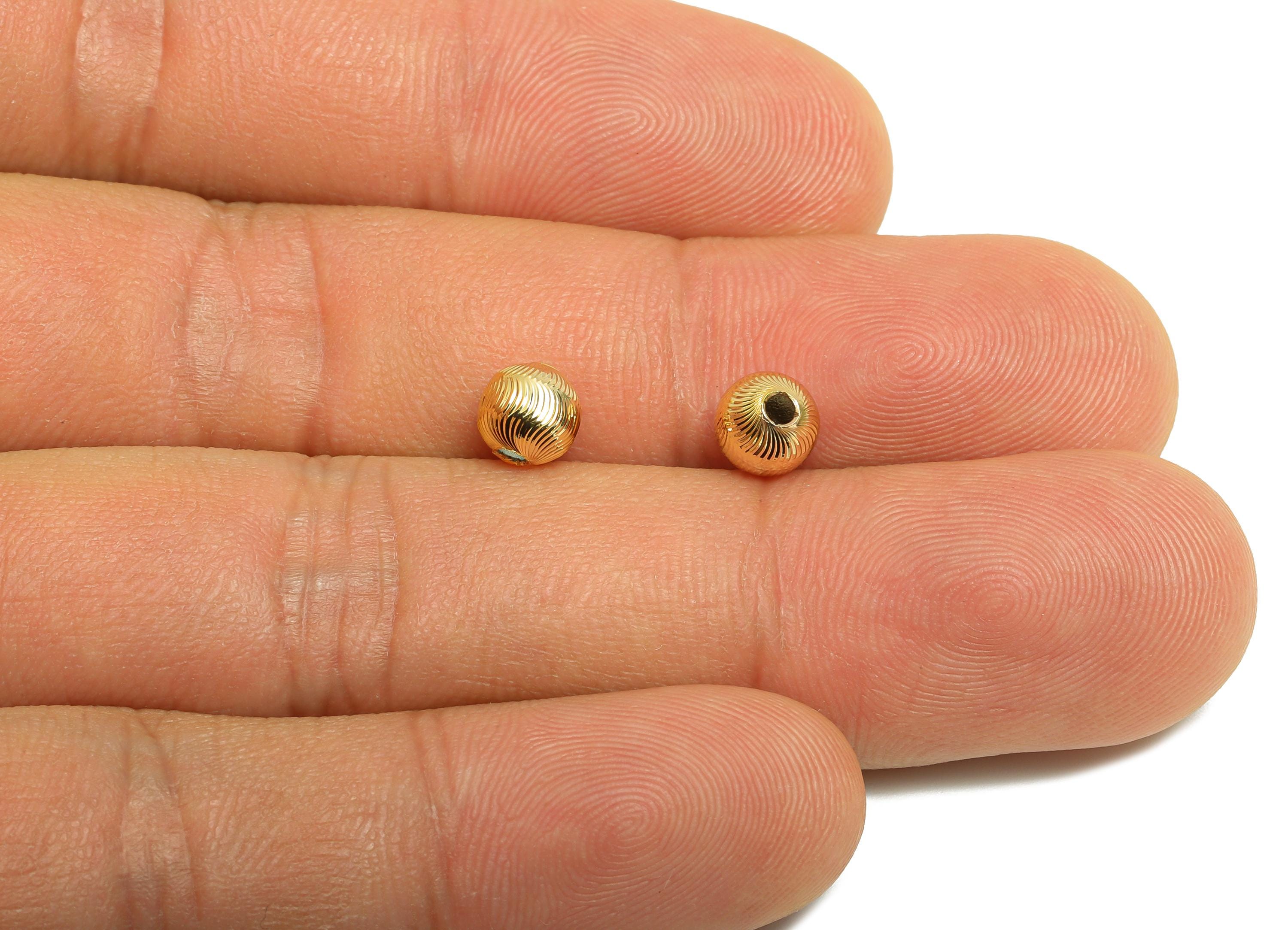5.4mm Gold Textured Beads - Brass Metal  Space Beads for Necklace - Gold Hollow Spherical Bead - Textured Ball Bead - 6x5.4x5mm - RGP10139 - DOMEDBAZAAR