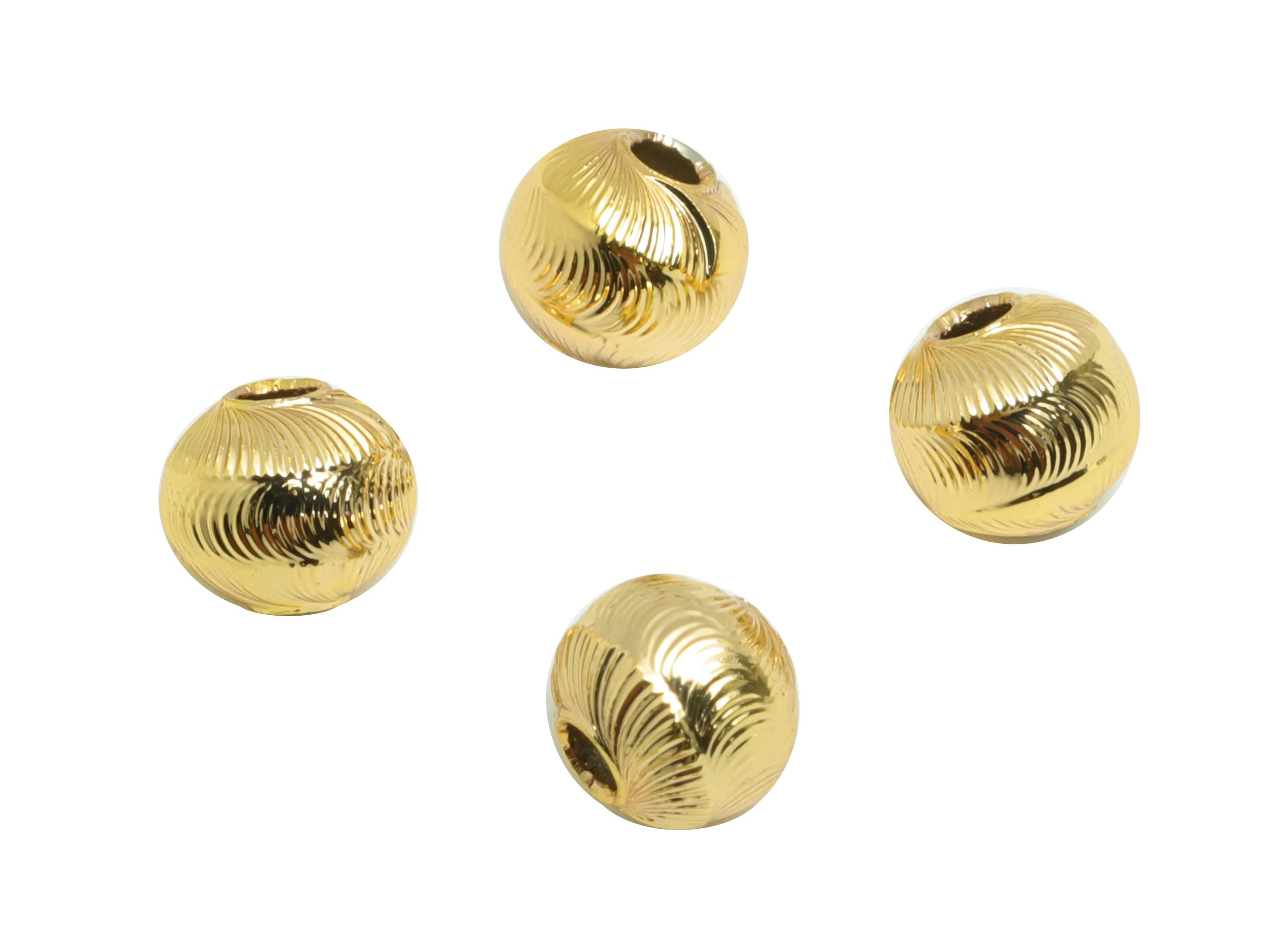 4mm Gold Textured Beads - Brass Metal  Space Beads for Necklace - Gold Hollow Spherical Bead - Textured Ball Bead - 5x4x4mm - RGP10138 - DOMEDBAZAAR