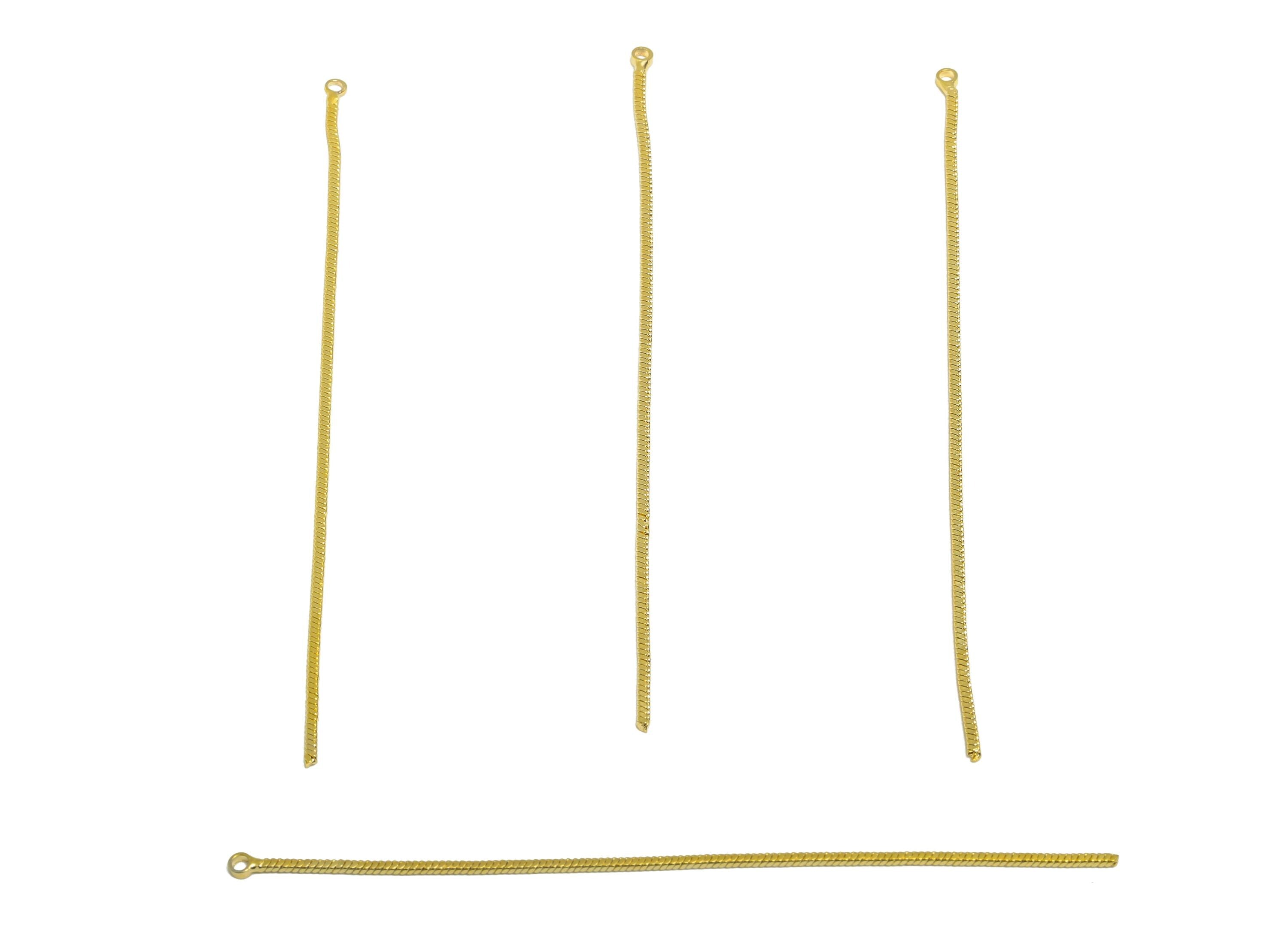 Simple Linear Earring Charm - Brass Elegant Chain Dangle Charm - Subtle Elegant Jewelry - Gold Chain Charm - 70x2x1.07mm- RGP10122 - DOMEDBAZAAR