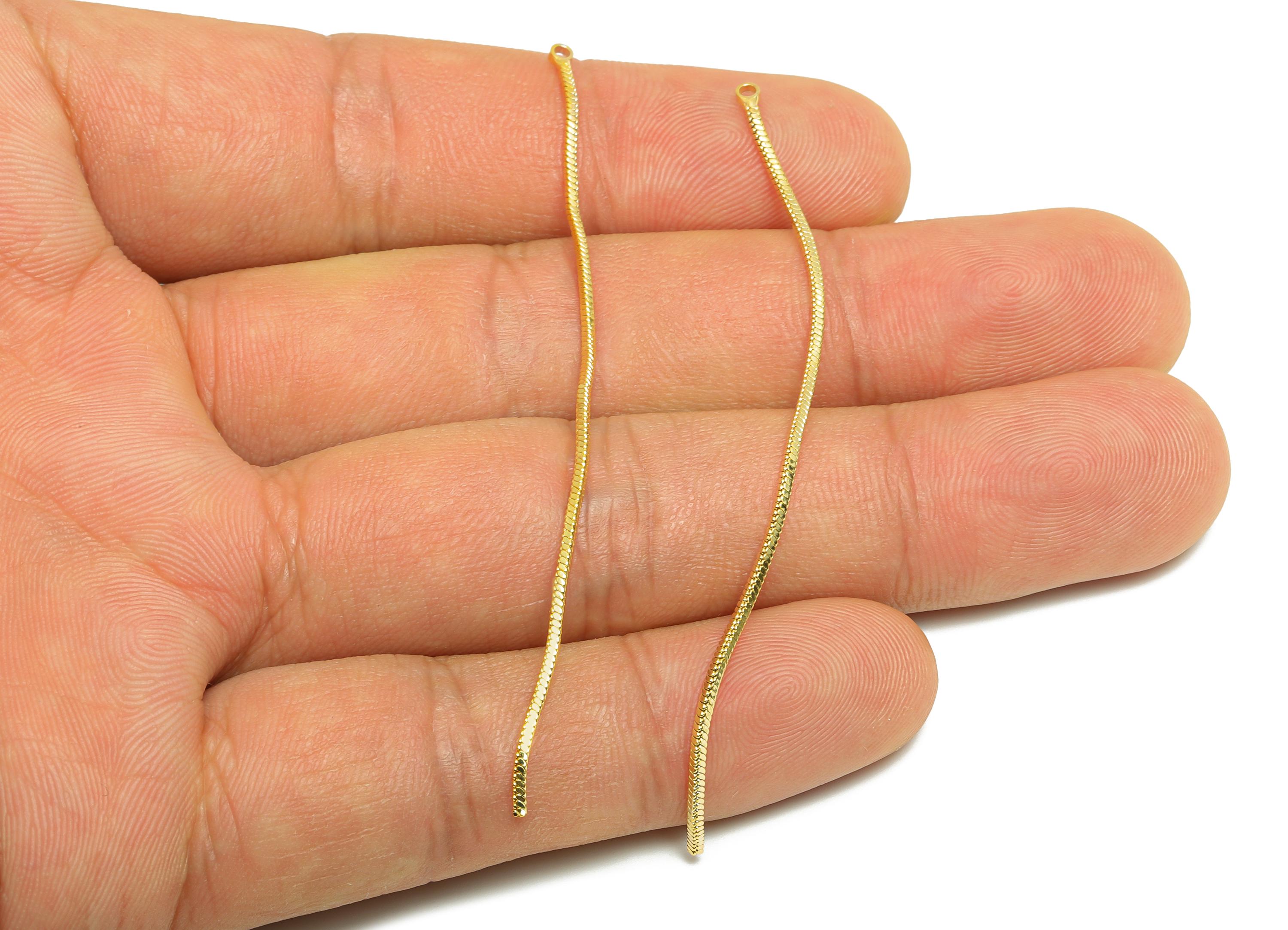 Simple Linear Earring Charm - Brass Elegant Chain Dangle Charm - Subtle Elegant Jewelry - Gold Chain Charm - 70x2x1.07mm- RGP10122 - DOMEDBAZAAR