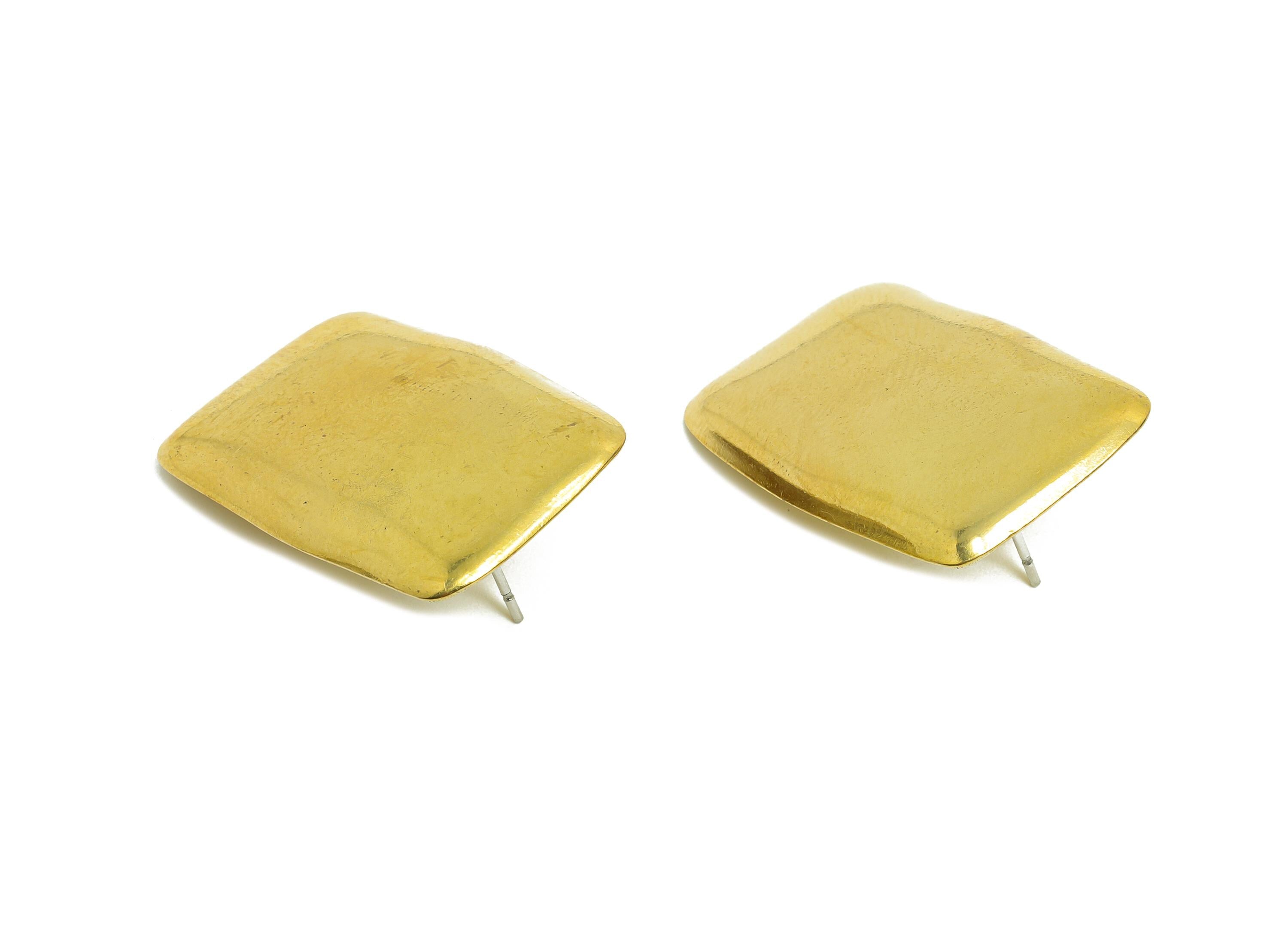 Vintage Geometry Earring - Raw Brass Contemporary Polished Earring Stud - Brass Sleek Geometric Earring Stud - 31.3x19.8x2mm - PP10818 - DOMEDBAZAAR