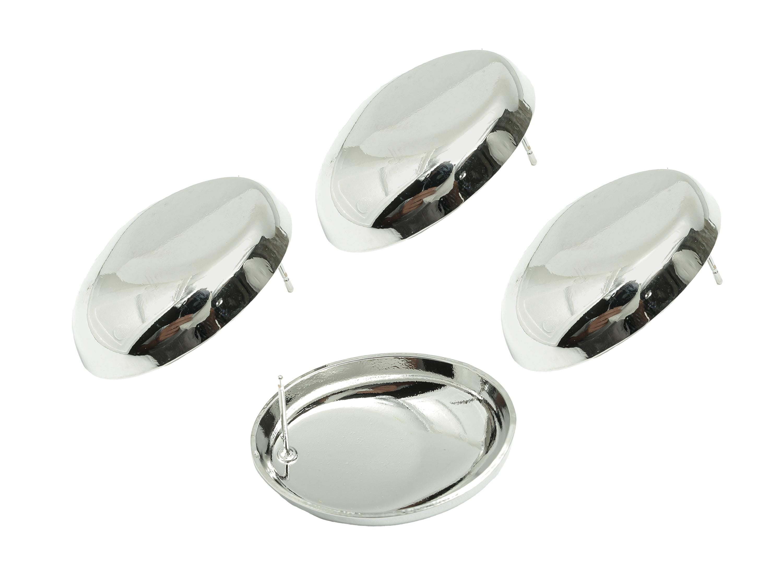 Classic Domed Oval Stud - Brass Modern Geometry Earring Stud - Minimalist Elegant Curves Earring - Silver Jewelry - 31x24x6mm - RGP10046 - DOMEDBAZAAR