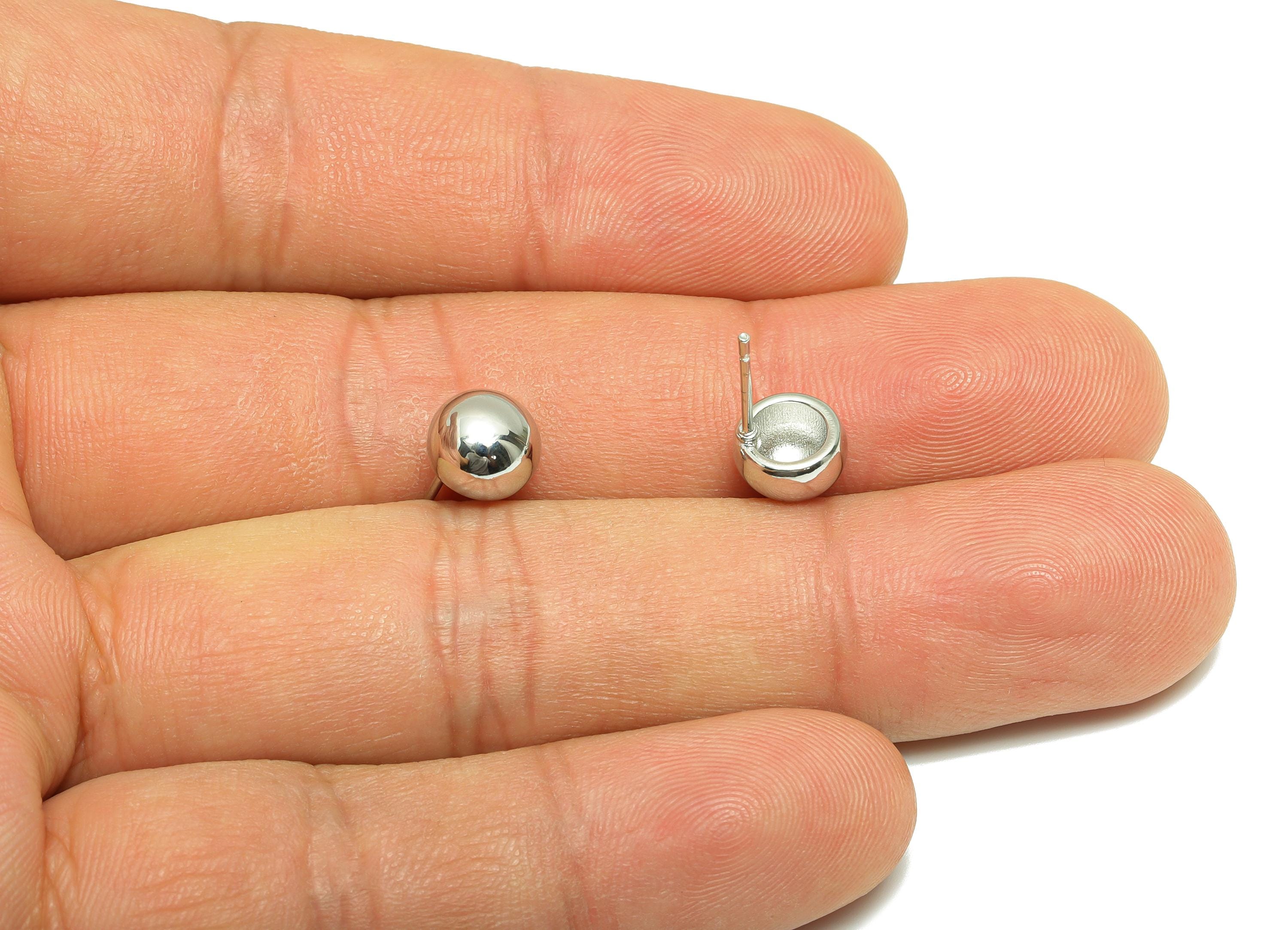 Brass Classic Stud Earring - Brass Minimalist Geometry Earring Post - Everyday Wear Jewelry - White Gold Plated - 7.6x7.6x4mm - RGP10119 - DOMEDBAZAAR