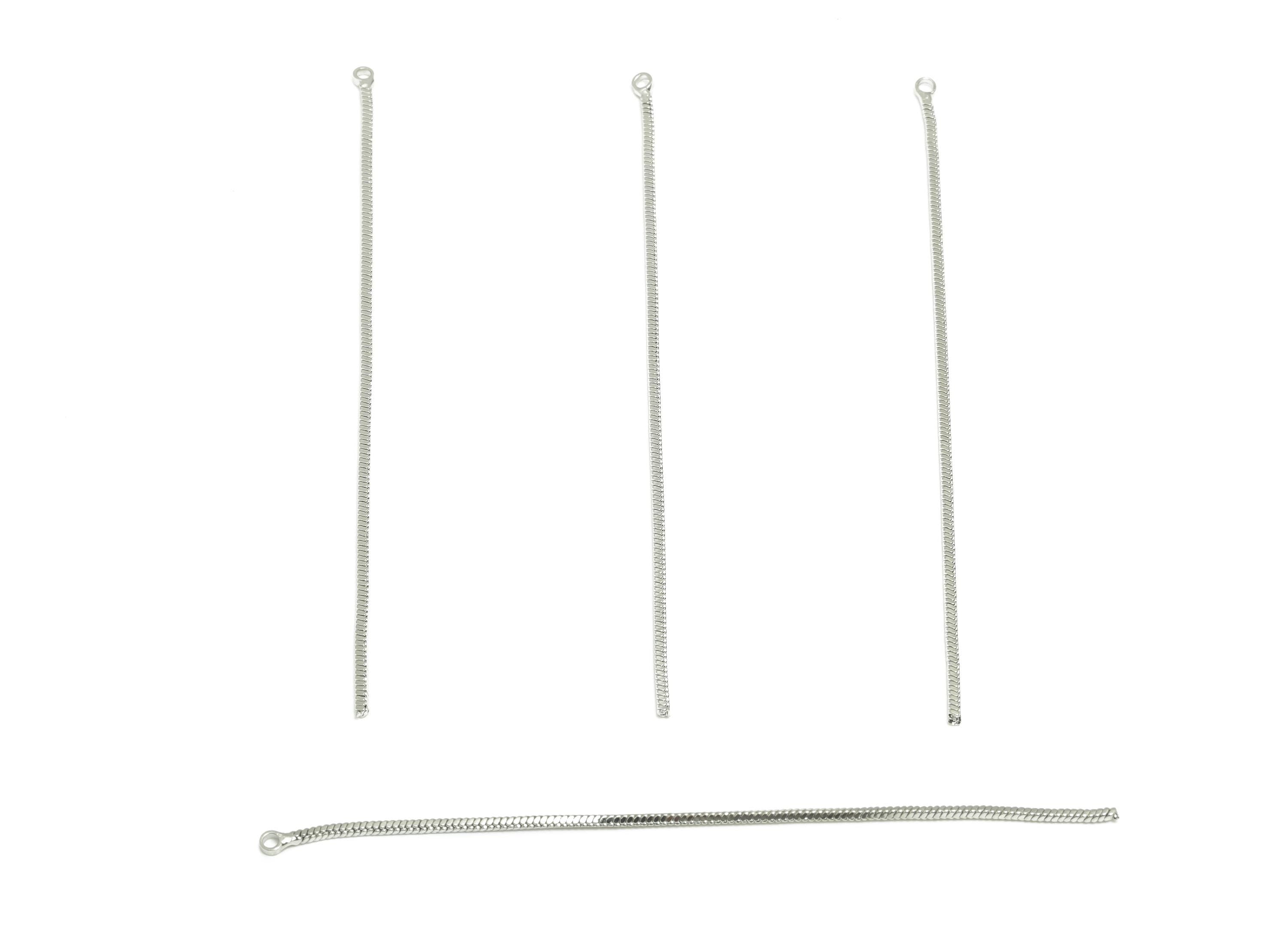 Simple Linear Earring Charm - Brass Elegant Chain Dangle Charm - Subtle Elegant Jewelry - Silver Chain Charm - 70x2x1.07mm- RGP10121 - DOMEDBAZAAR