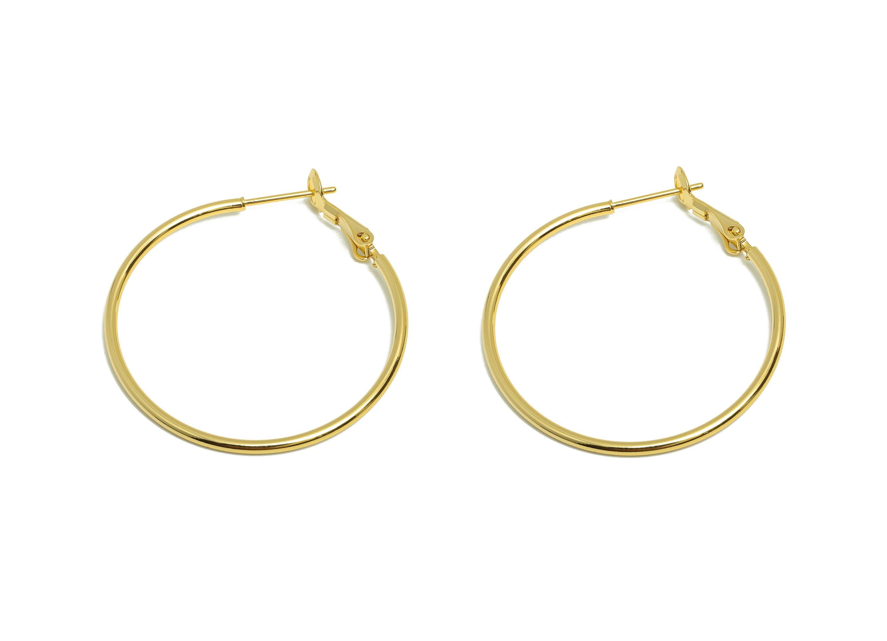 Brass Circle Hoop Earring - Gold Minimalist Huggie Earring - Round Daily Wear Earring - 18K Real Gold Plating - 38.66x35.16x1.53mm - RGP8986 - DOMEDBAZAAR