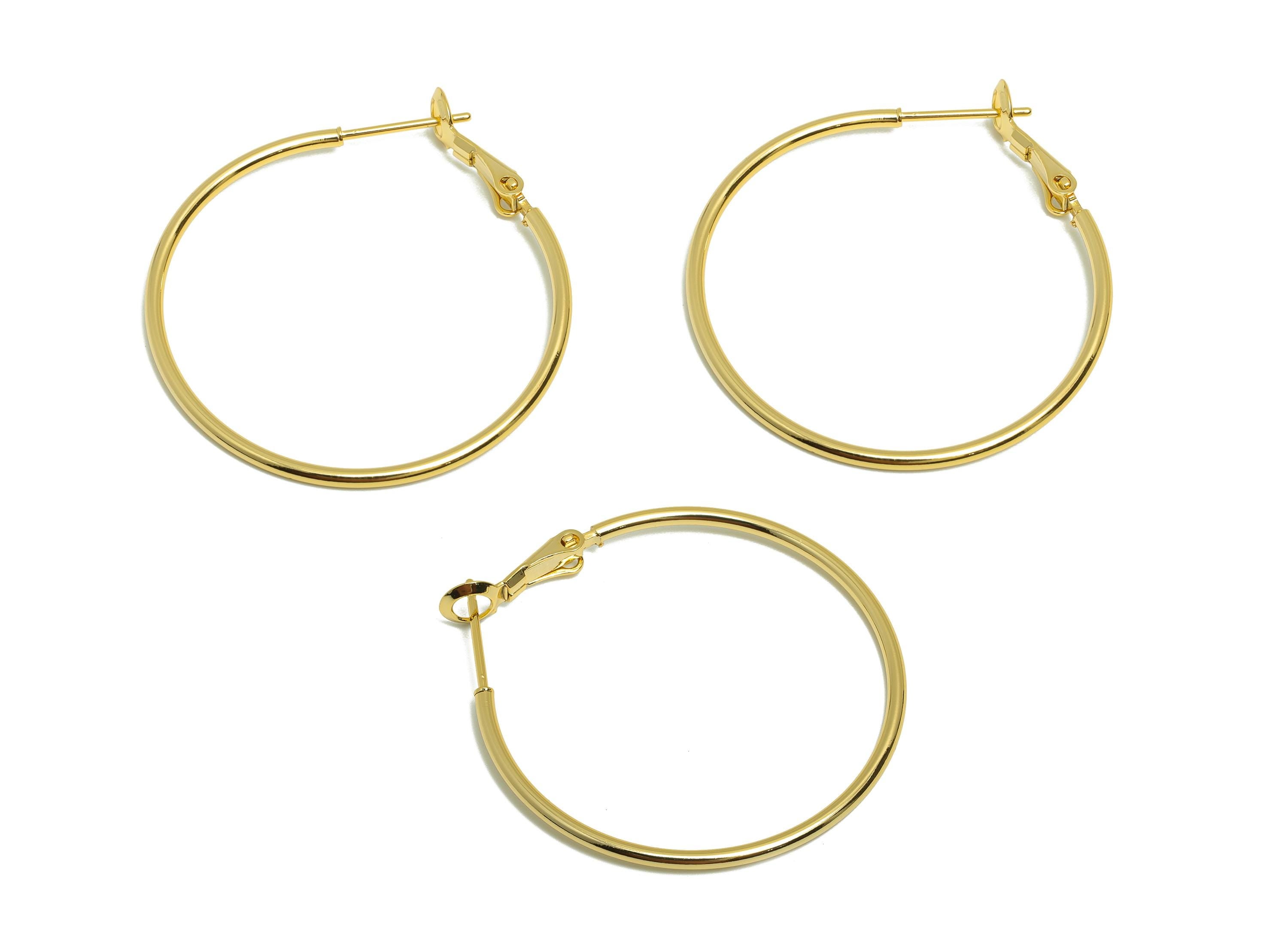 Brass Circle Hoop Earring - Gold Minimalist Huggie Earring - Round Daily Wear Earring - 18K Real Gold Plating - 38.66x35.16x1.53mm - RGP8986 - DOMEDBAZAAR