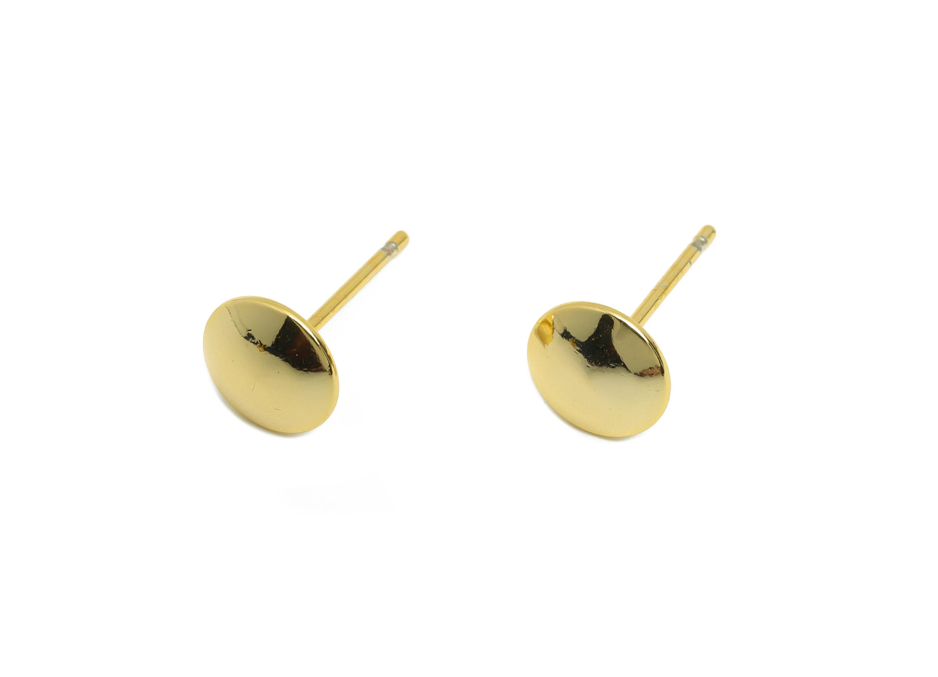 Brass Pushpin Earring - Gold Minimalist Earring Post - Tiny Round Daily Wear Earring Stud - 18K Real Gold Plating - 7.97x7.97x1.39mm-RGP8989 - DOMEDBAZAAR