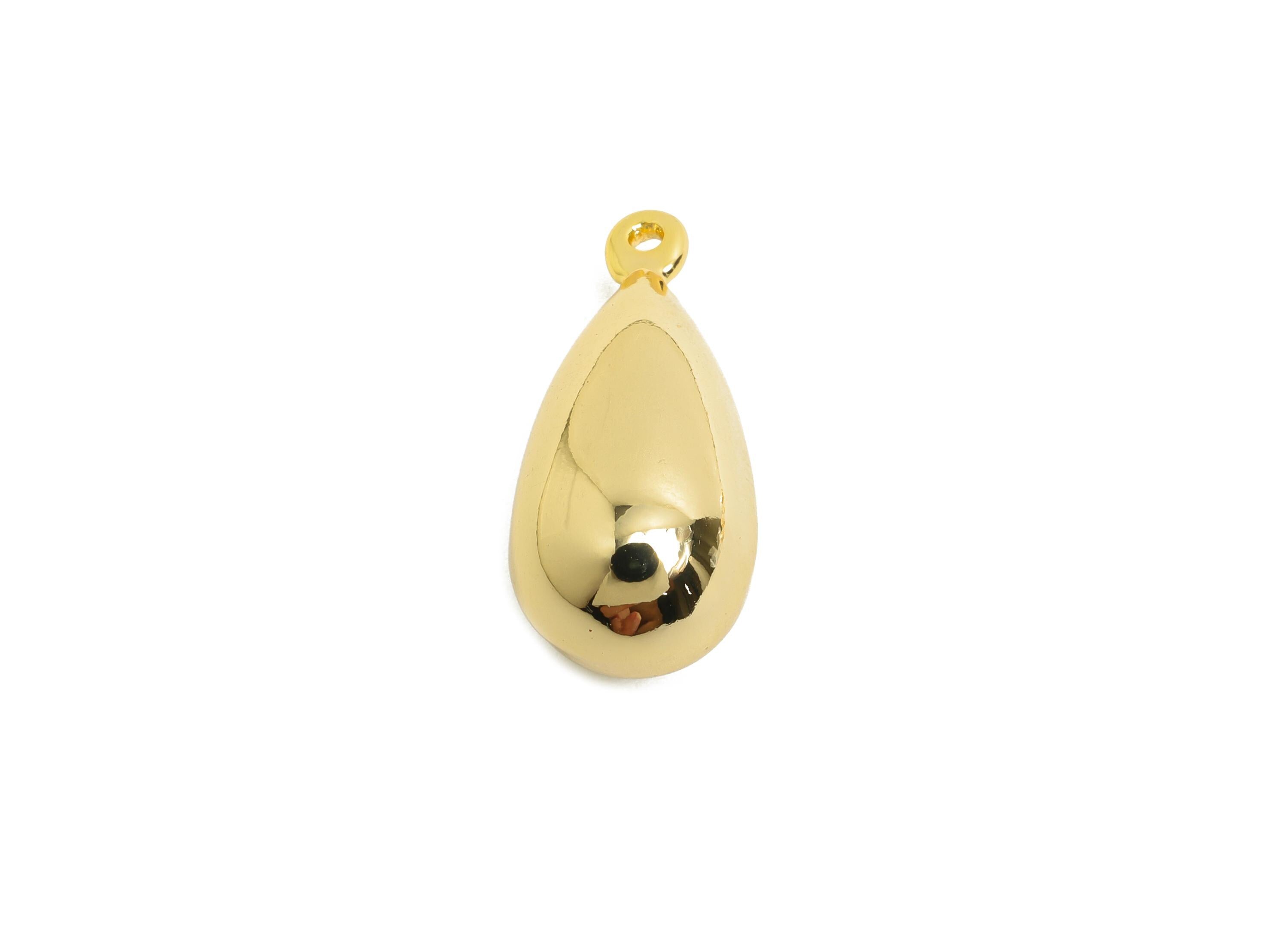 Brass Bead Earring Charm - Brass Minimalist Teardrop Charm - Brass Classic Teardrop Jewelry - 18K Real Gold Plated - 23x10x10mm-RGP10013 - DOMEDBAZAAR