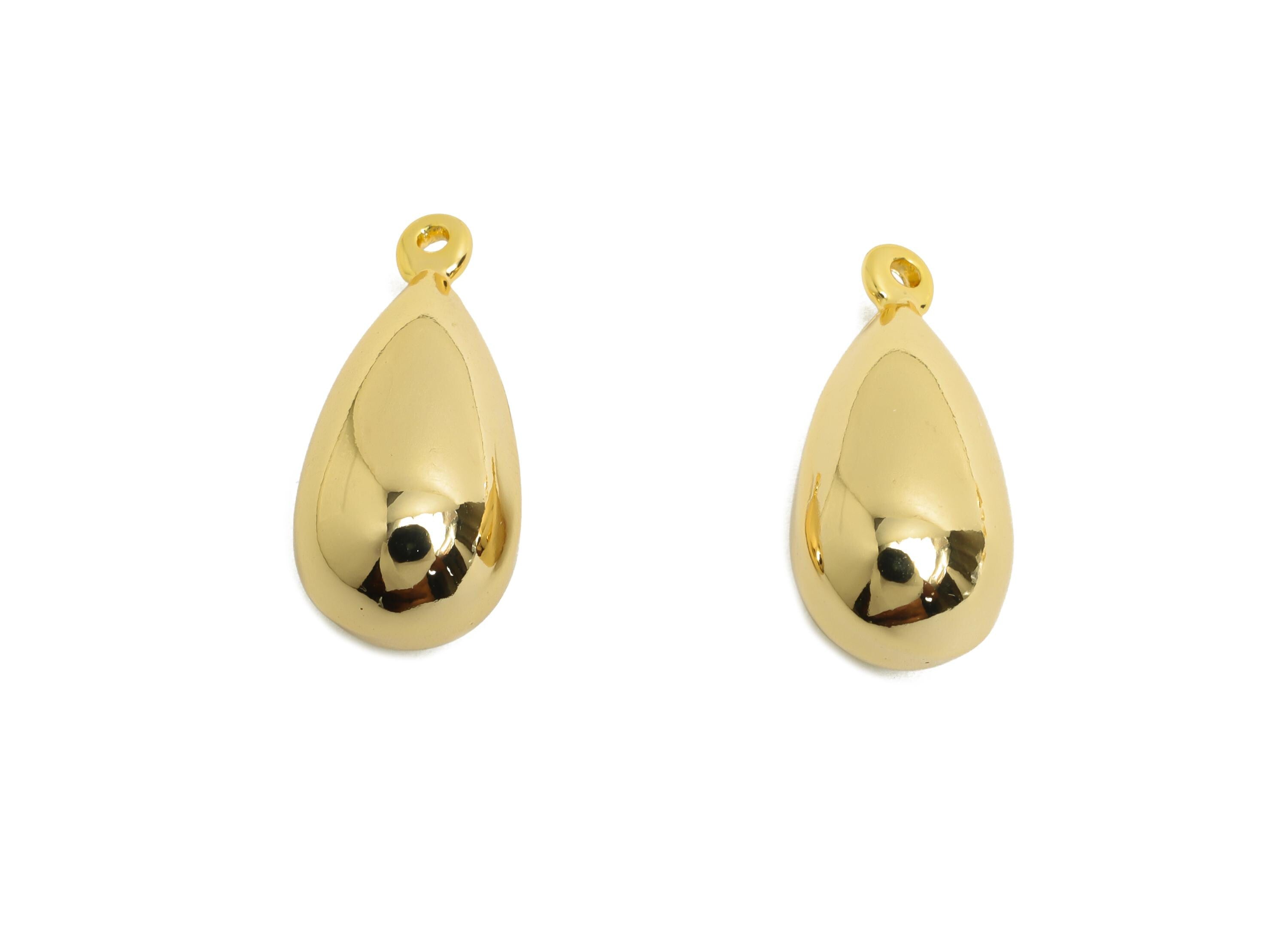 Brass Bead Earring Charm - Brass Minimalist Teardrop Charm - Brass Classic Teardrop Jewelry - 18K Real Gold Plated - 23x10x10mm-RGP10013 - DOMEDBAZAAR