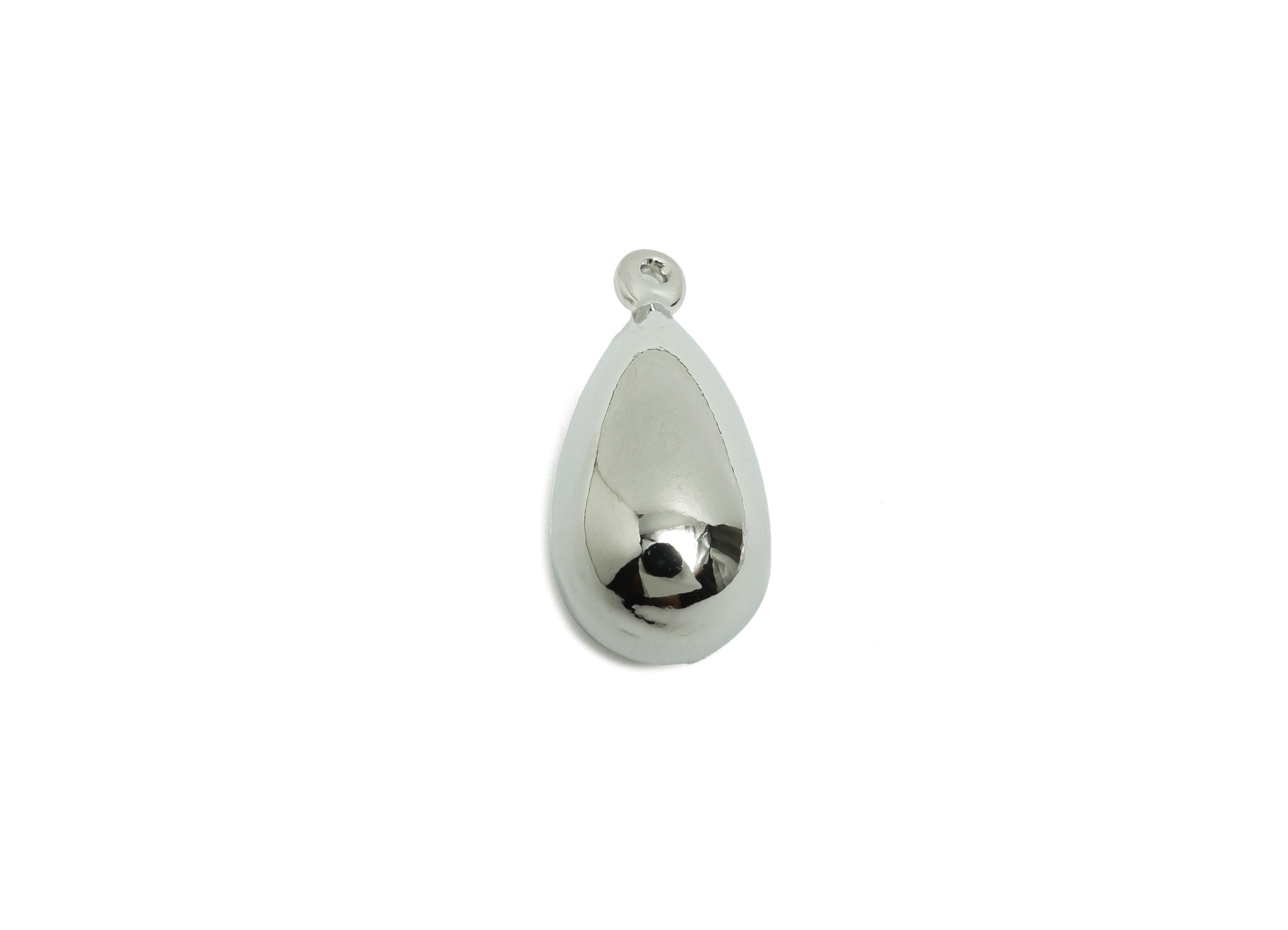Brass Bead Earring Charm - Brass Minimalist Teardrop Charm - Classic Teardrop Jewelry - 18K Real White Gold Plated - 23x10x10mm-RGP10012 - DOMEDBAZAAR