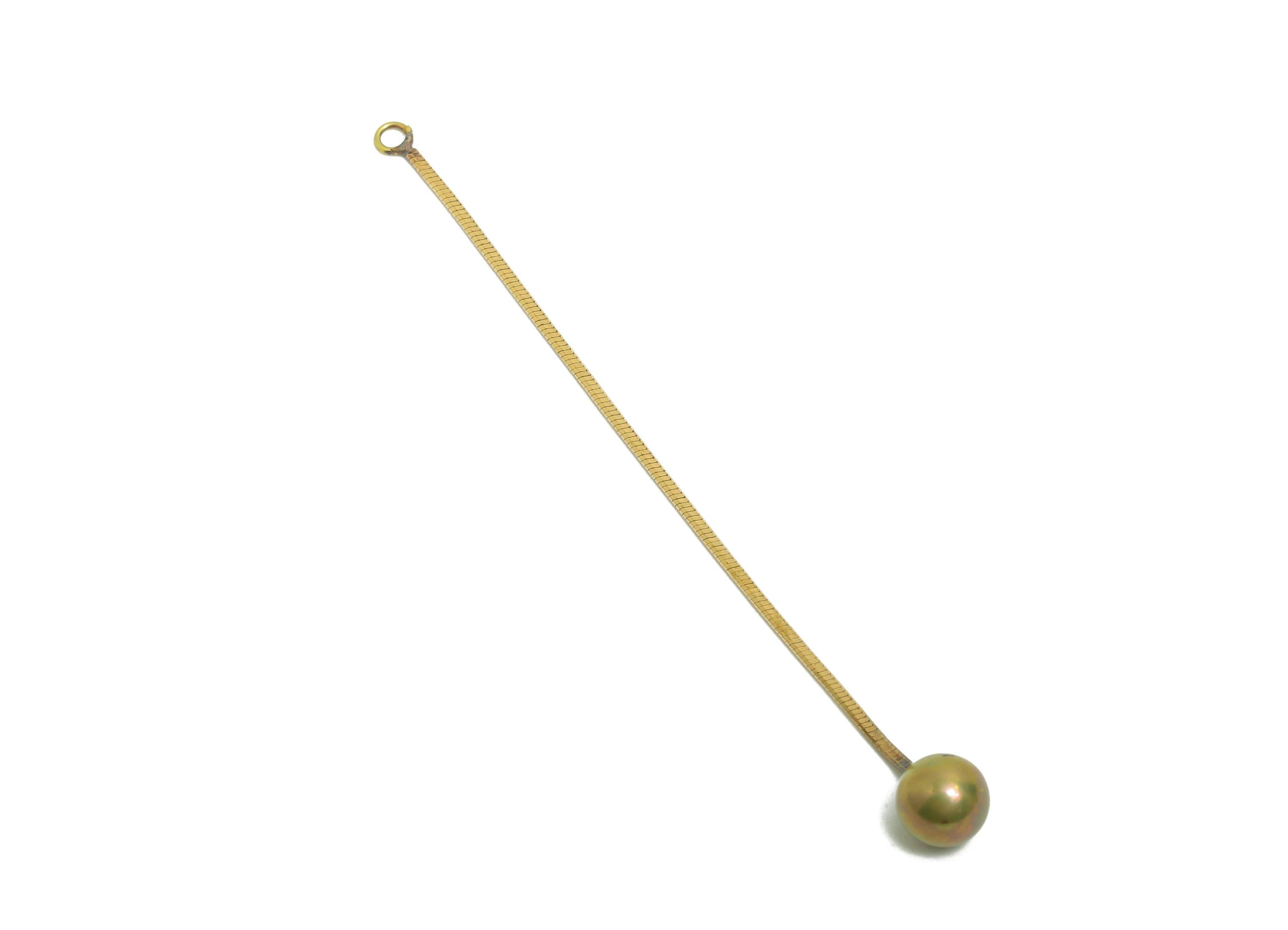 Brass Ball Dangle Earring Charm - Raw Brass Minimalist Hanging Bead Charm - Brass Chain Ball Drop Pendant - 65x5x5mm - PP10763 - DOMEDBAZAAR