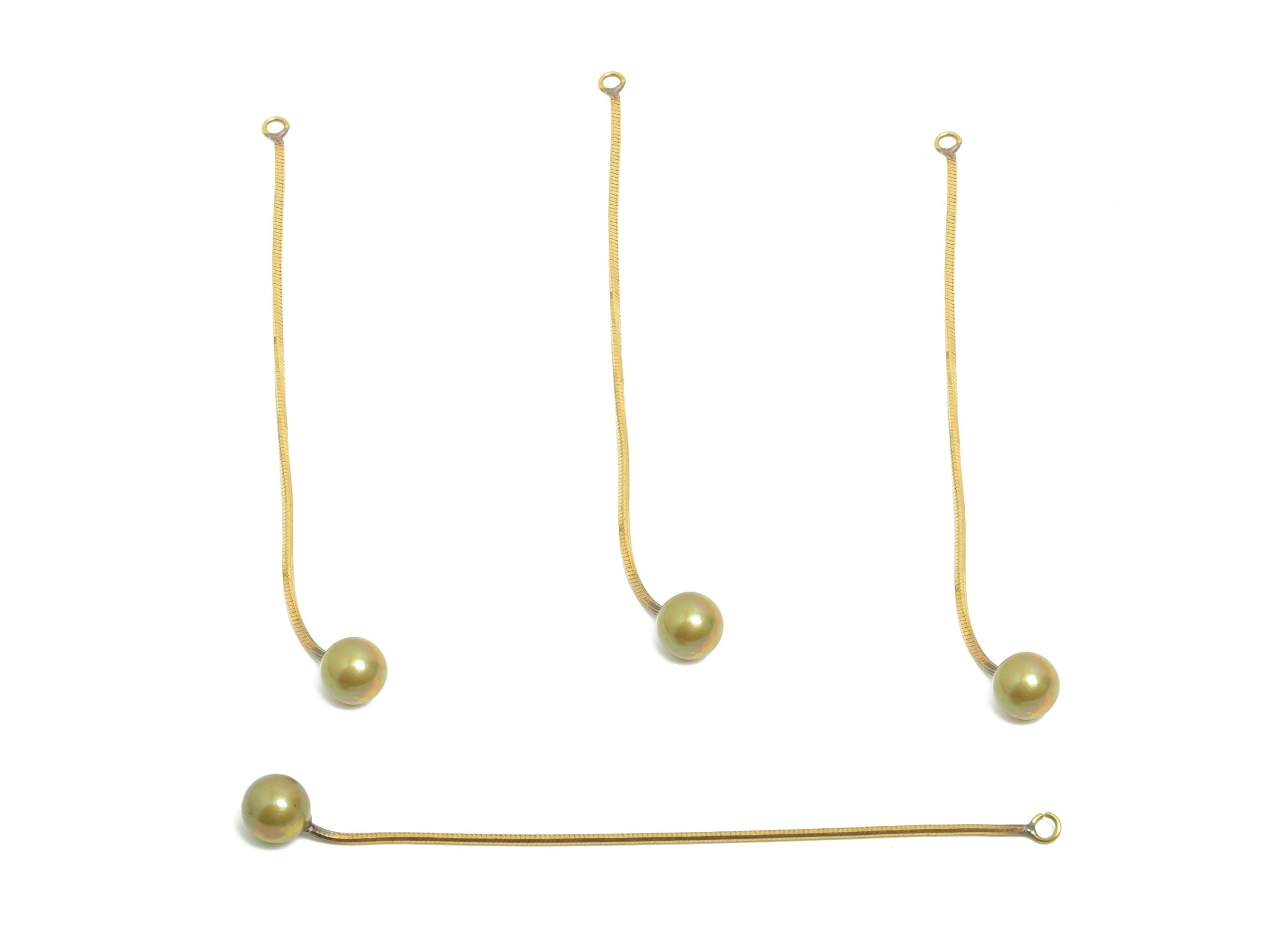 Brass Ball Dangle Earring Charm - Raw Brass Minimalist Hanging Bead Charm - Brass Chain Ball Drop Pendant - 65x5x5mm - PP10763 - DOMEDBAZAAR