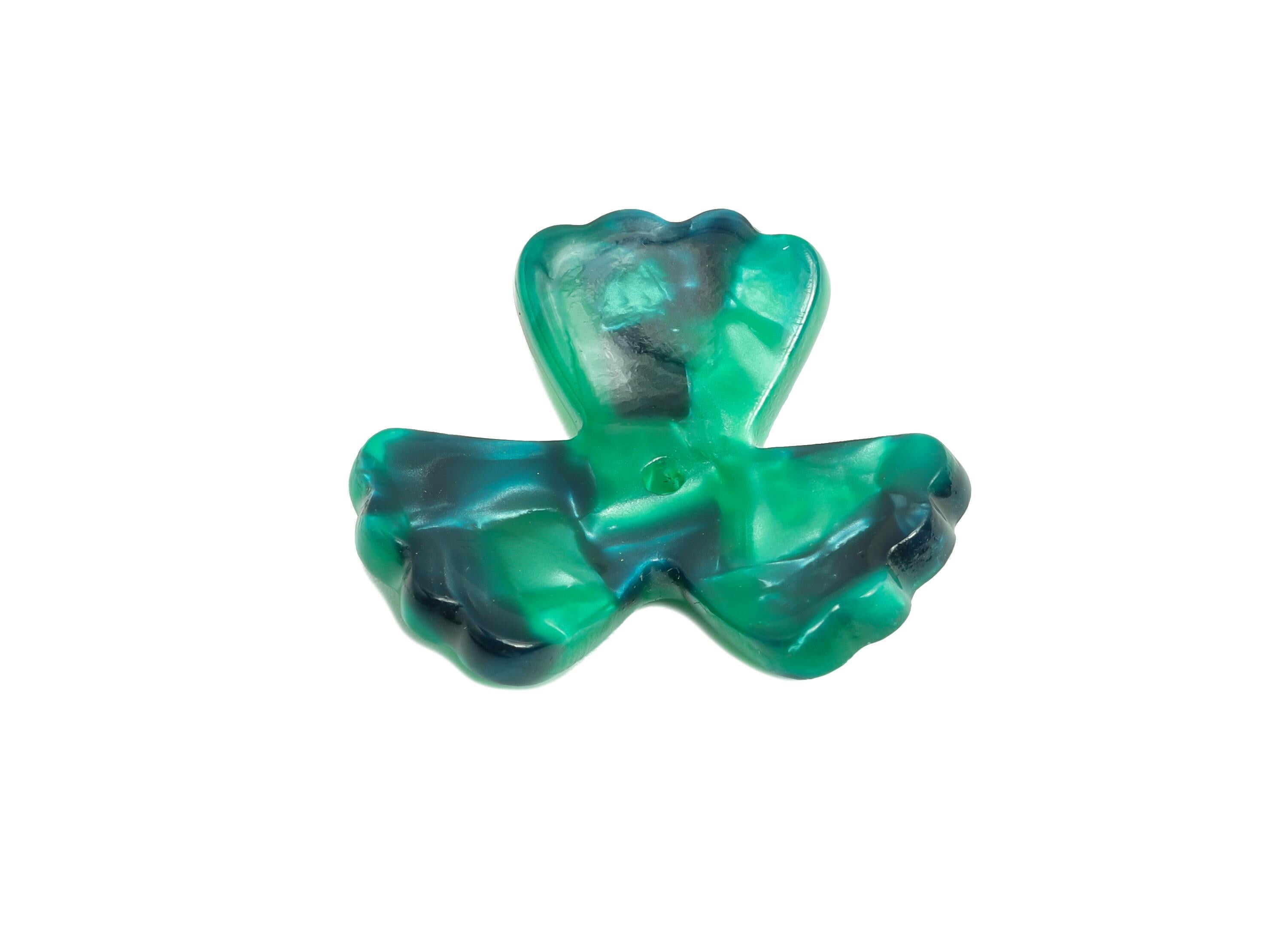 Acetate Flower Earring Charm - Marbled Flower Earring Charm - DIY Flower Charm - Handmade Accessory - Green Piece - 25x22x2mm - AC1324-A04 - DOMEDBAZAAR