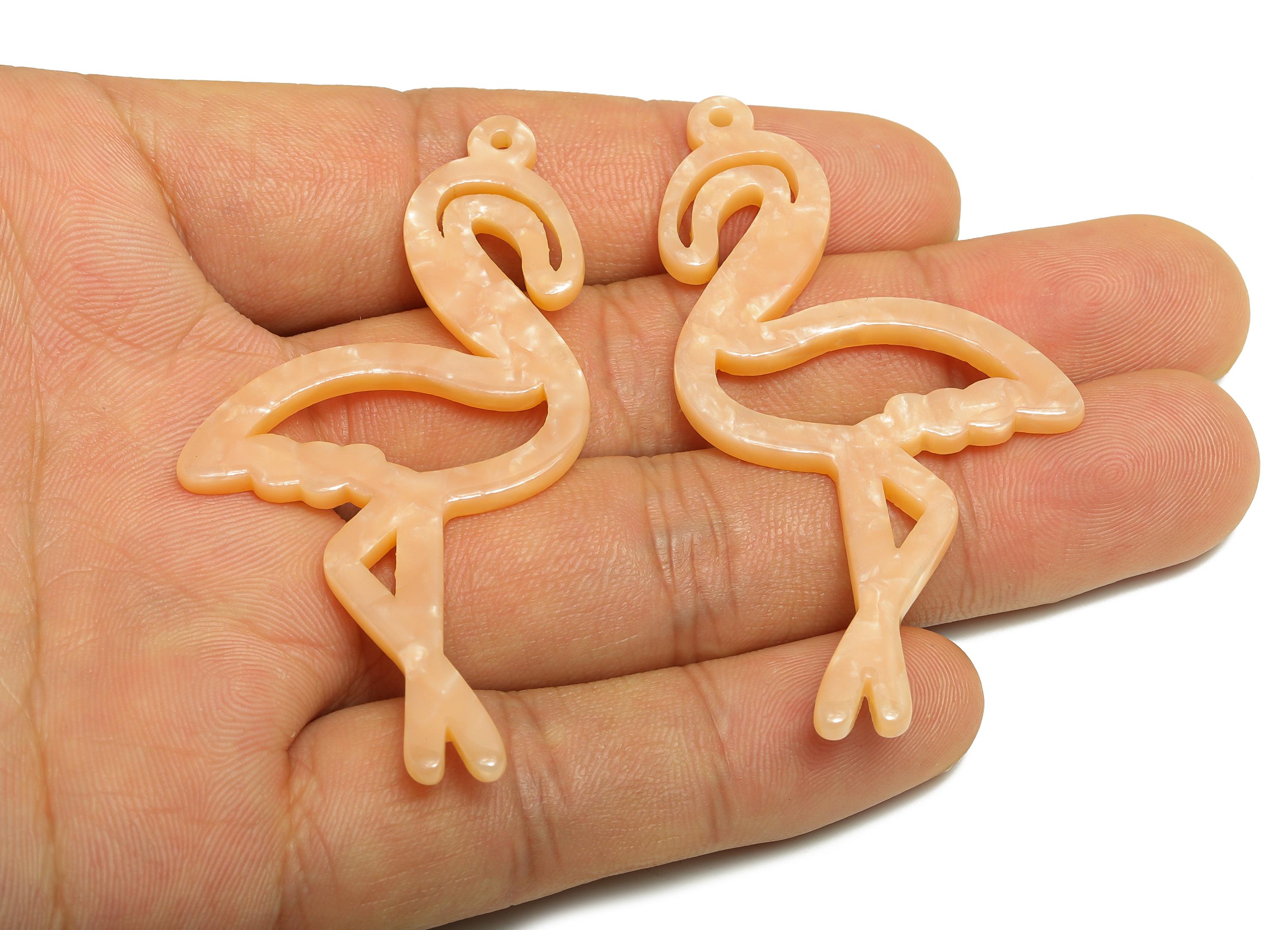 Acetic Acid Flamingo Charm - Tropical Animal Charm - DIY Flamingo Charm - Handmade Accessory - Artisan Component - 64x33x2.84mm - AC1337-A53 - DOMEDBAZAAR