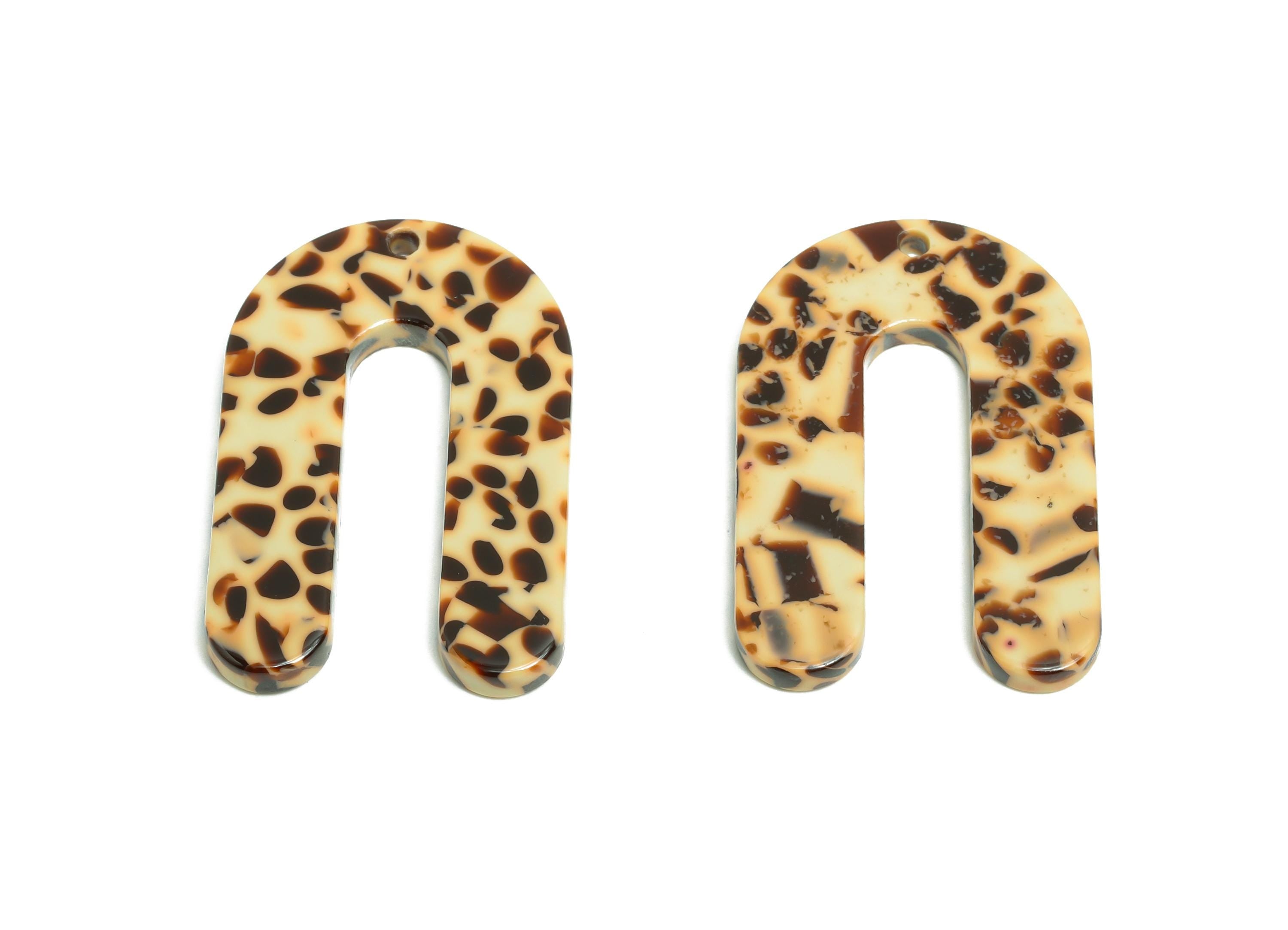 Acetic Acid Tortoiseshell Charm - Vintage Earring Charm - Modern Jewelry - Handmade Accessory - Craft Supplies - 32x21x2mm - AC1969-A789 - DOMEDBAZAAR