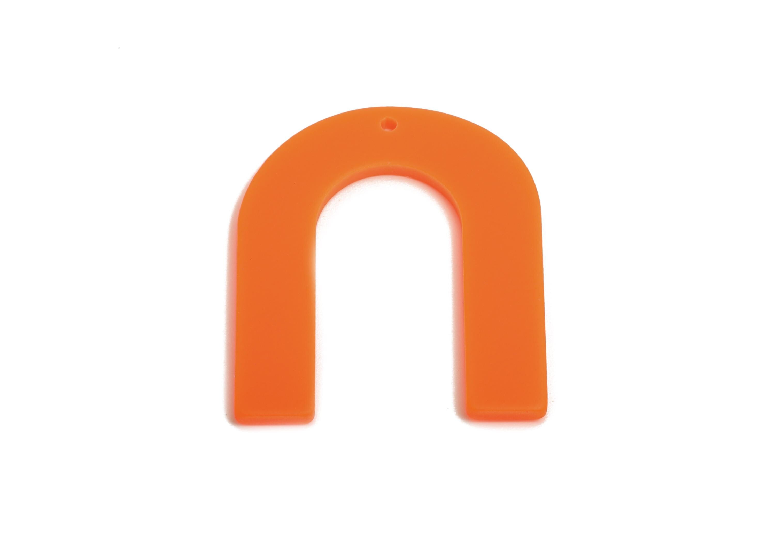 Acrylic Frosted Orange Charm - Acrylic Horseshoe Shape Charm - Modern Jewelry - Handmade Accessory - Craft Supplies - 32x26x2mm-AC2634- A483 - DOMEDBAZAAR